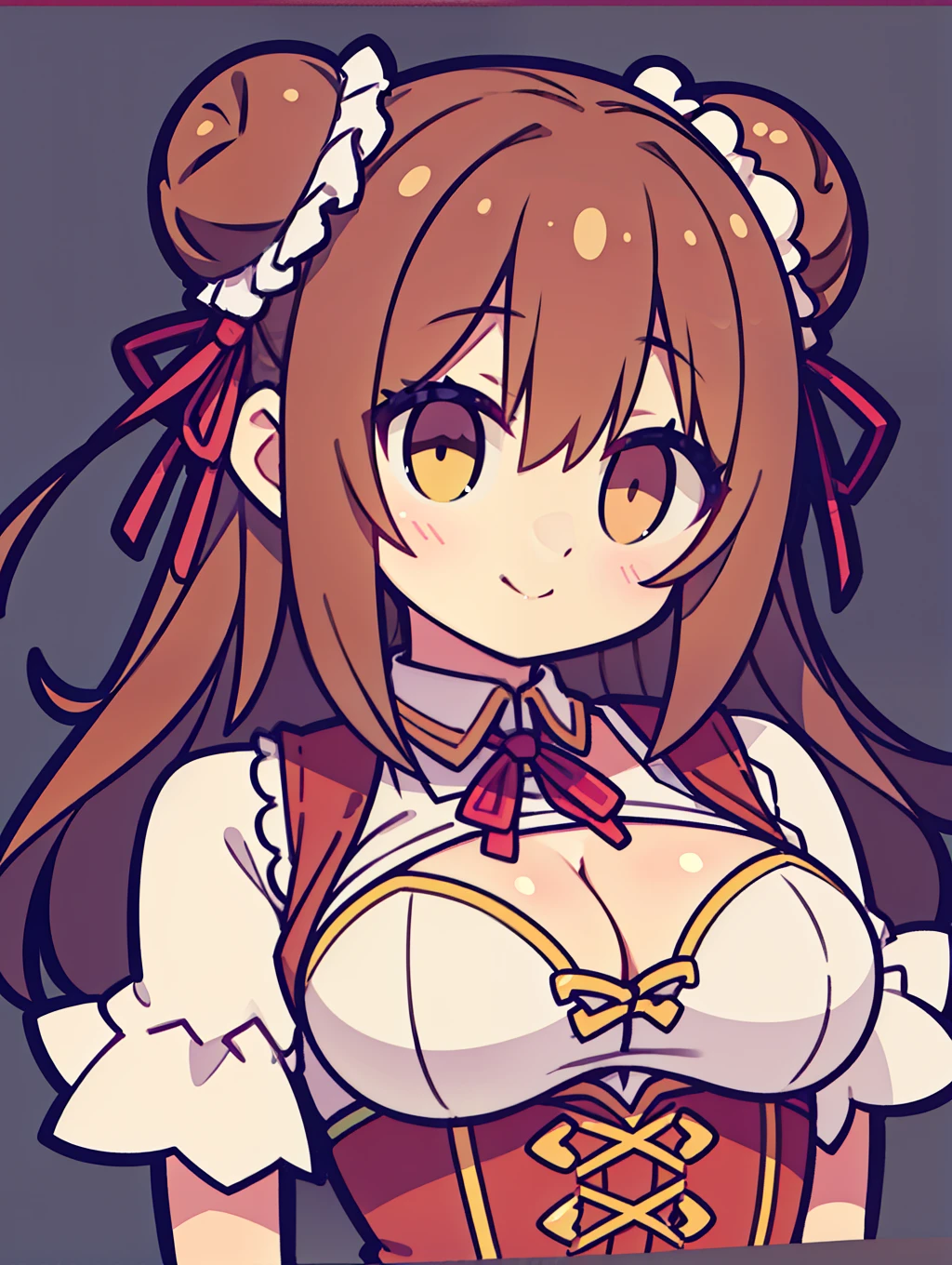 1Girl, solo, chestnut sweet bun, bust shot