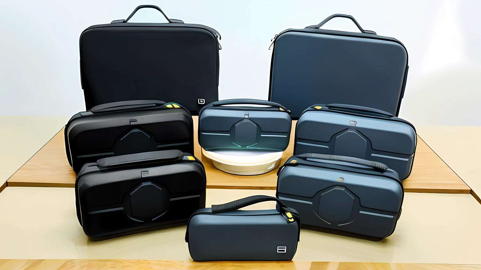 The bag in this image is placed in a cyberpunk background