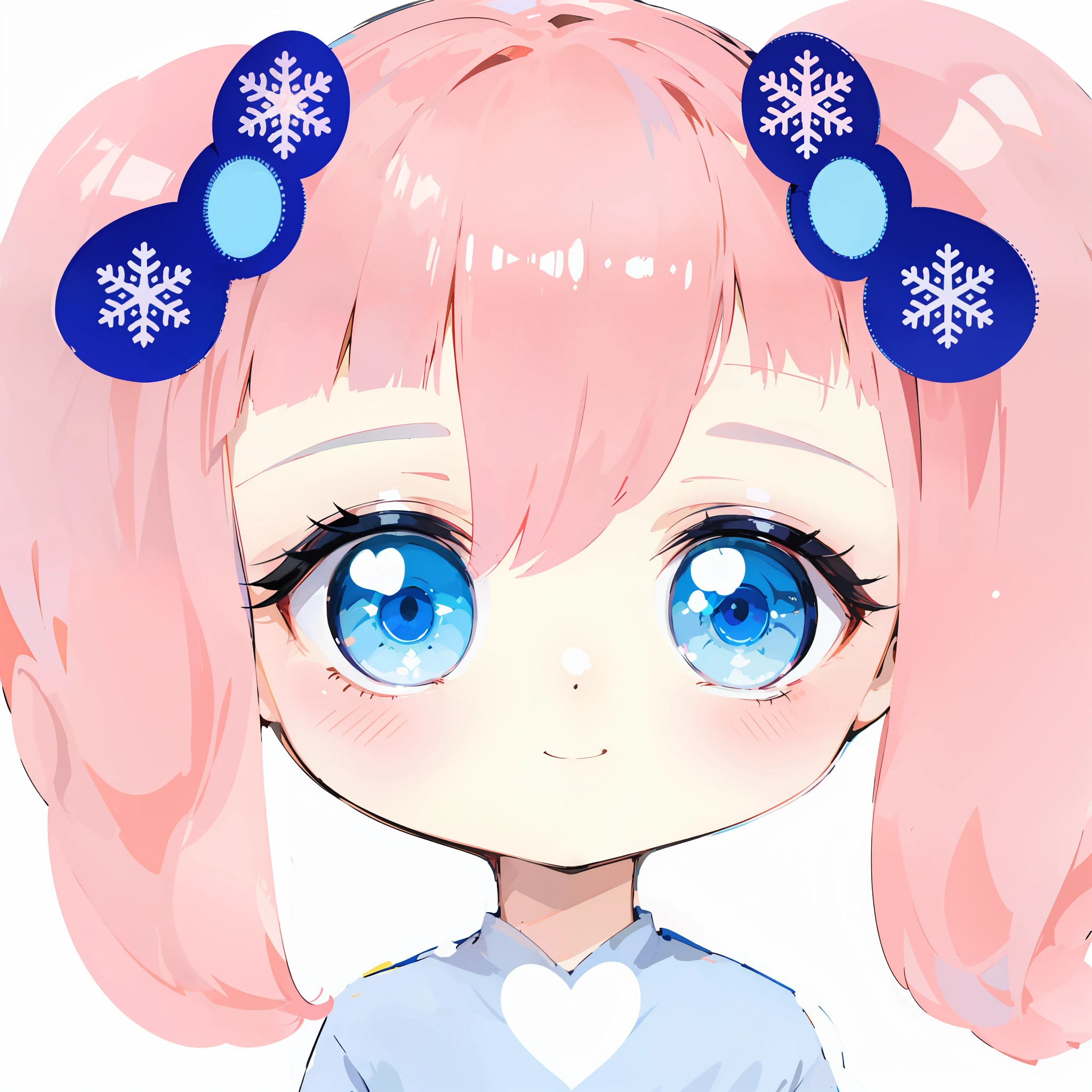 Anime girl with pink hair and light blue eyes wearing a bow on her head, ssmile，light blue clothes