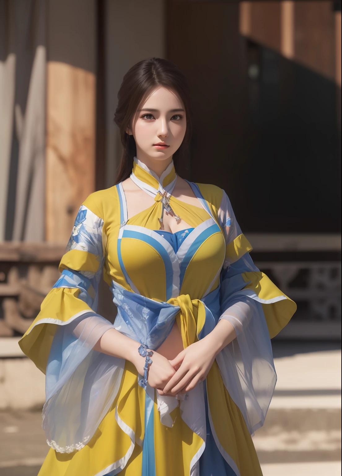 (nsfw:1.2), (masterpiece, best quality, extremely detailed 8k, ultra hd, ultra-detailed, highly detailed, highly realistic, ultra-realistic, photo realistic), (1girl:1.5), (detailed realistic skin), (realistic big breasts), slender abs, (closed mouth:1.4)