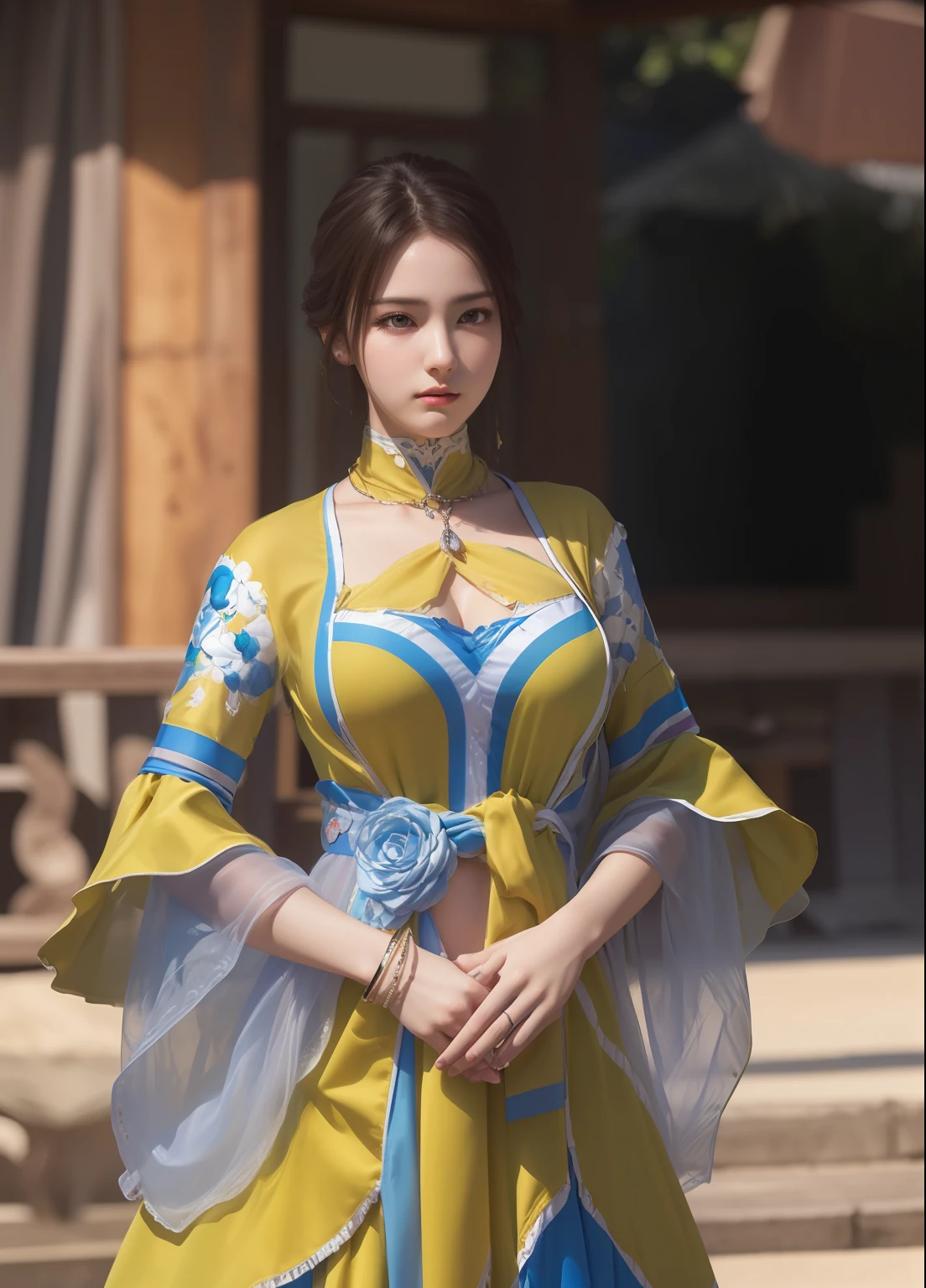 (nsfw:1.2), (masterpiece, best quality, extremely detailed 8k, ultra hd, ultra-detailed, highly detailed, highly realistic, ultra-realistic, photo realistic), (1girl:1.5), (detailed realistic skin), (realistic big breasts), slender abs, (closed mouth:1.4)