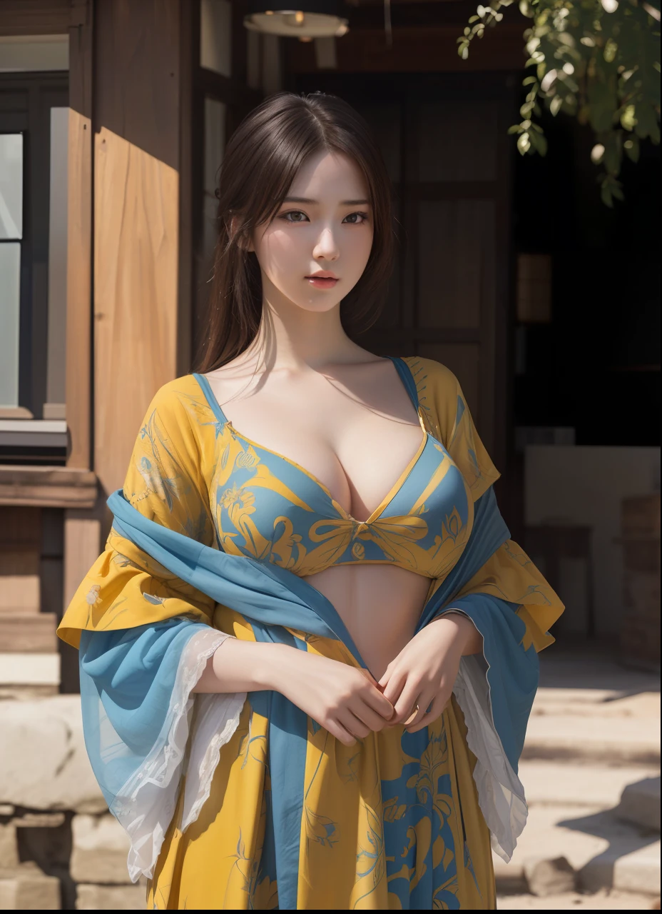 (nsfw:1.2), (masterpiece, best quality, extremely detailed 8k, ultra hd, ultra-detailed, highly detailed, highly realistic, ultra-realistic, photo realistic), (1girl:1.5), (detailed realistic skin), (realistic big breasts), slender abs, (closed mouth:1.4)
