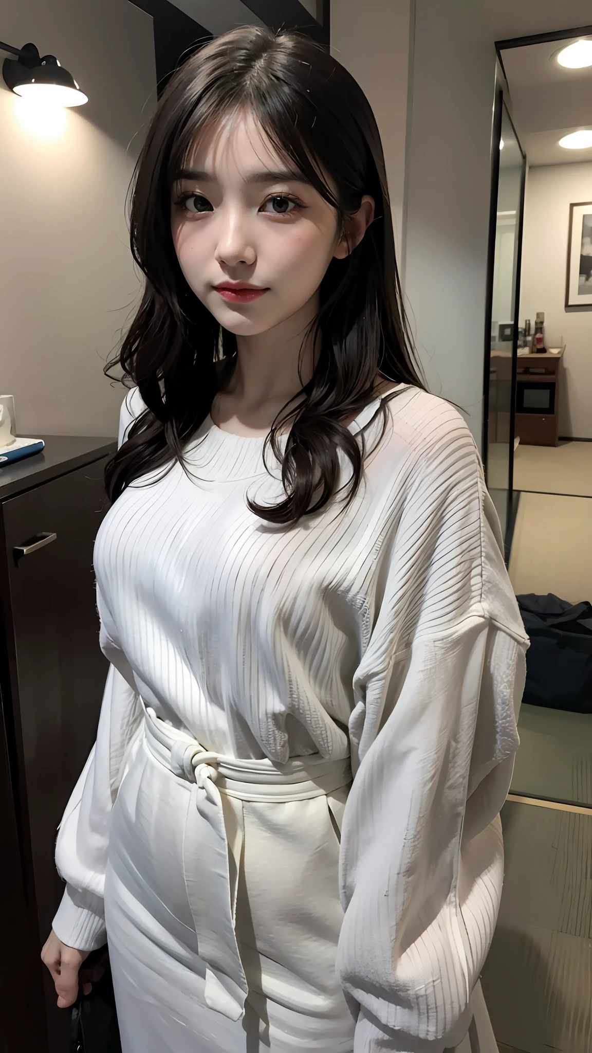 A woman in her 20s, cute, Japanese, looking at us, facing the front, 4K, 4D