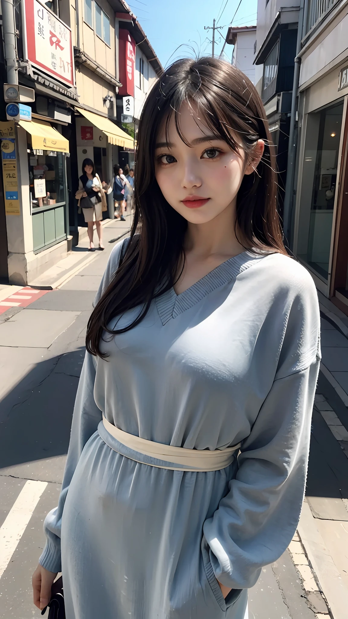 A woman in her 20s, cute, Japanese, looking at us, facing the front, 4K, 4D