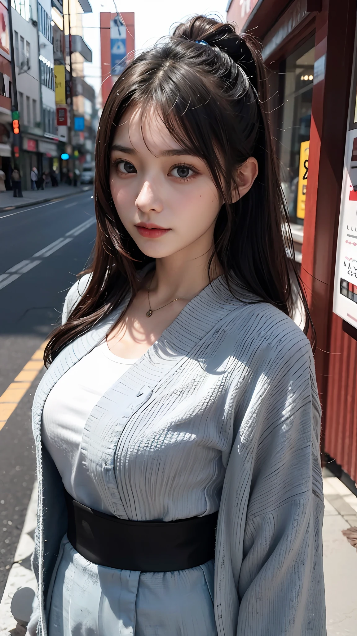 A woman in her 20s, cute, Japanese, looking at us, facing the front, 4K, 4D