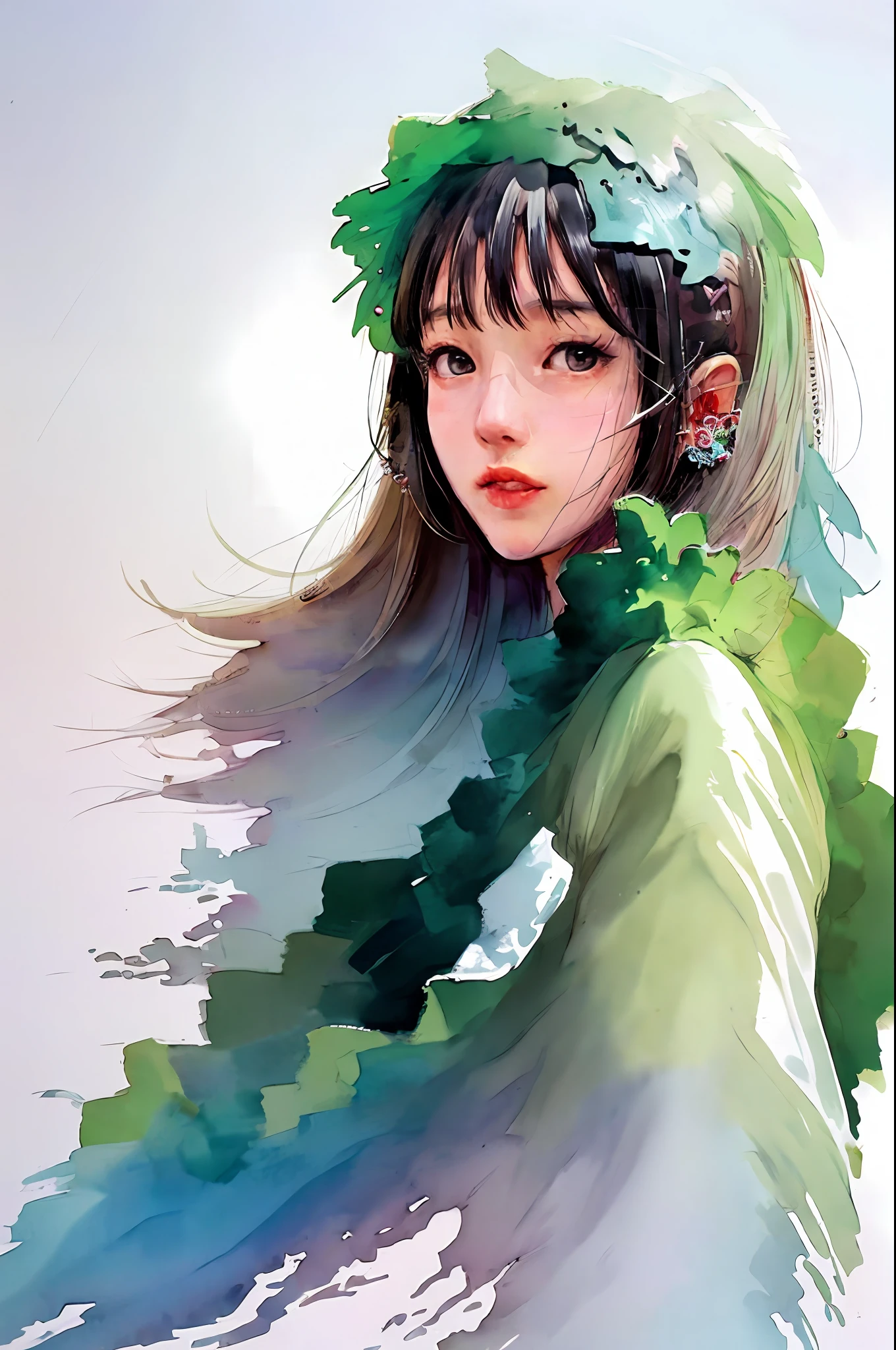 (upper body: 1.5),(white background:1.4), ((tachi-e)), original,(illustration:1.1),(best quality),(masterpiece:1.1),(extremely detailed CG unity 8k wallpaper:1.1), (colorful:0.9),(panorama shot:1.4),(full body:1.05),(solo:1.2), (ink splashing),(color splashing),((watercolor)), clear sharp focus,{ 1girl standing },((chinese style )),flower background,outdoors,rocks, looking at viewer, make happy expressions,soft smile,pure,beautyfull detailed face and eyes,beautyfull intricacy clothing decorative pattern details, black hair,black eyes,colorwater