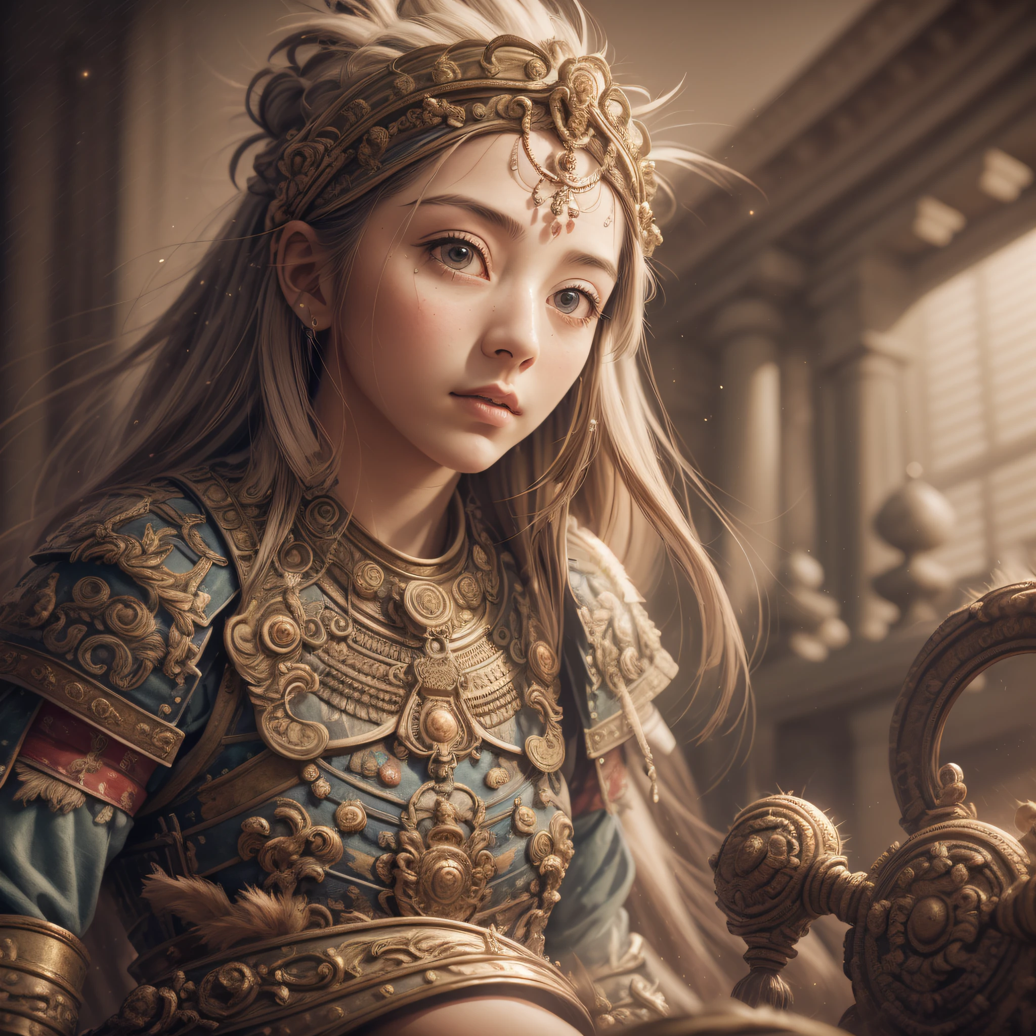 (RAW photo, best quality), (realistic, photo-realistic:1.3),best quality,highly detailed,masterpiece,ultra-detailed,illustration,1girl,upper_body,dynamic angle,world masterpiece theater,messy_long_hair,best quality,extremely detailed CG unity 8k wallpaper,ink,Amazing,cinematic lighting,lens_flare,,dunhuang_style