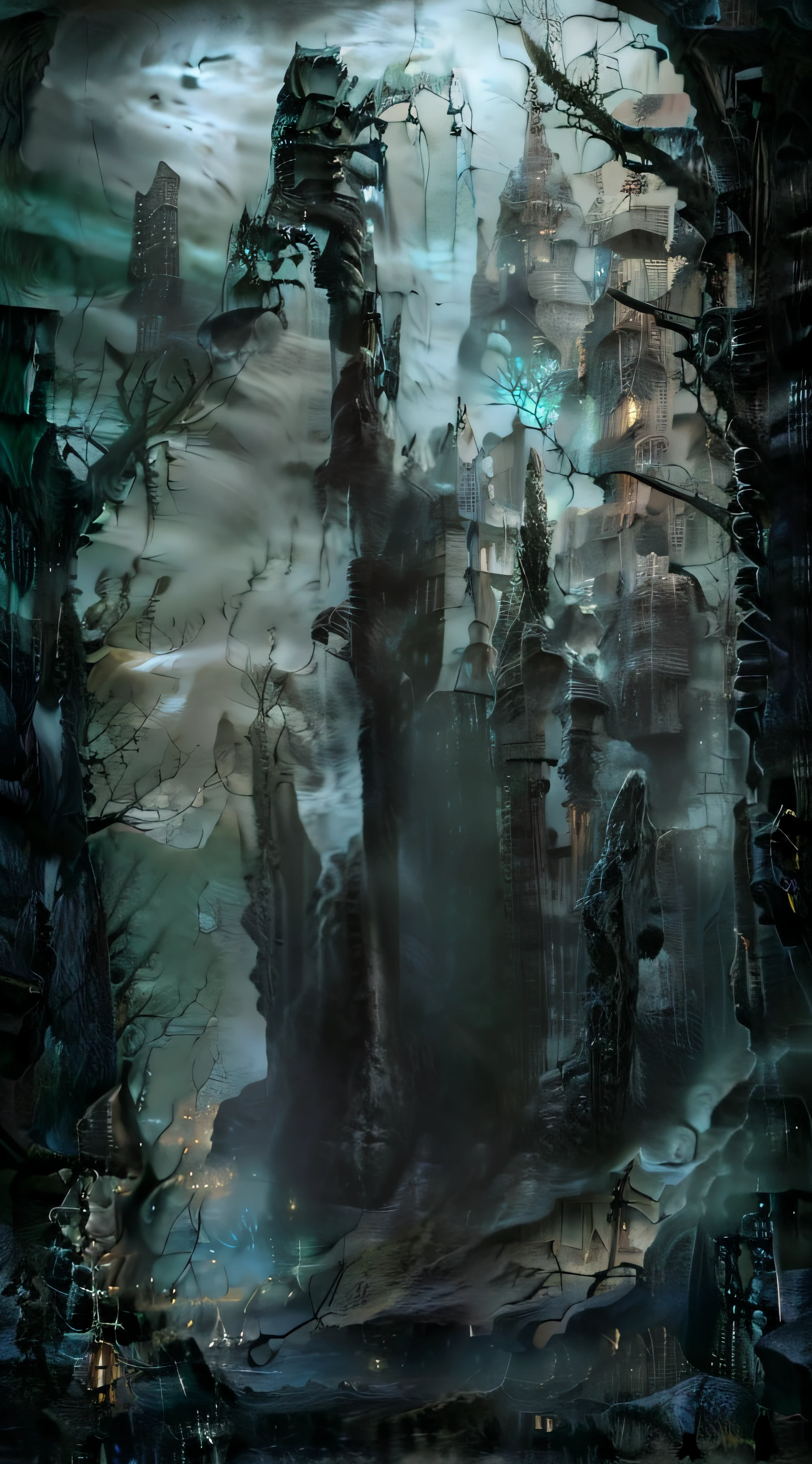 Sherlock Holmes, masutepiece, photographic quality, Ultra-precise, torii gate, Forbidden places in Japan, Dark forest where evil spirits appear, deep in a dimly lit forest, Forbidden place, Cursed places, Power Spot, Ancestral era々Temple of, marsh, Deep forest, Pitch Black Forest, the woods, mosses, ivy, Scary, Horror movie, Horror movie lighting, Spooky light source, Worship evil spirits,