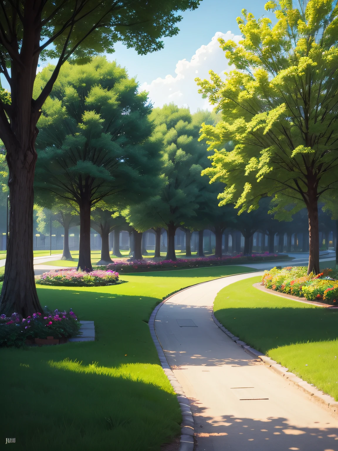 Small tree-lined park --auto