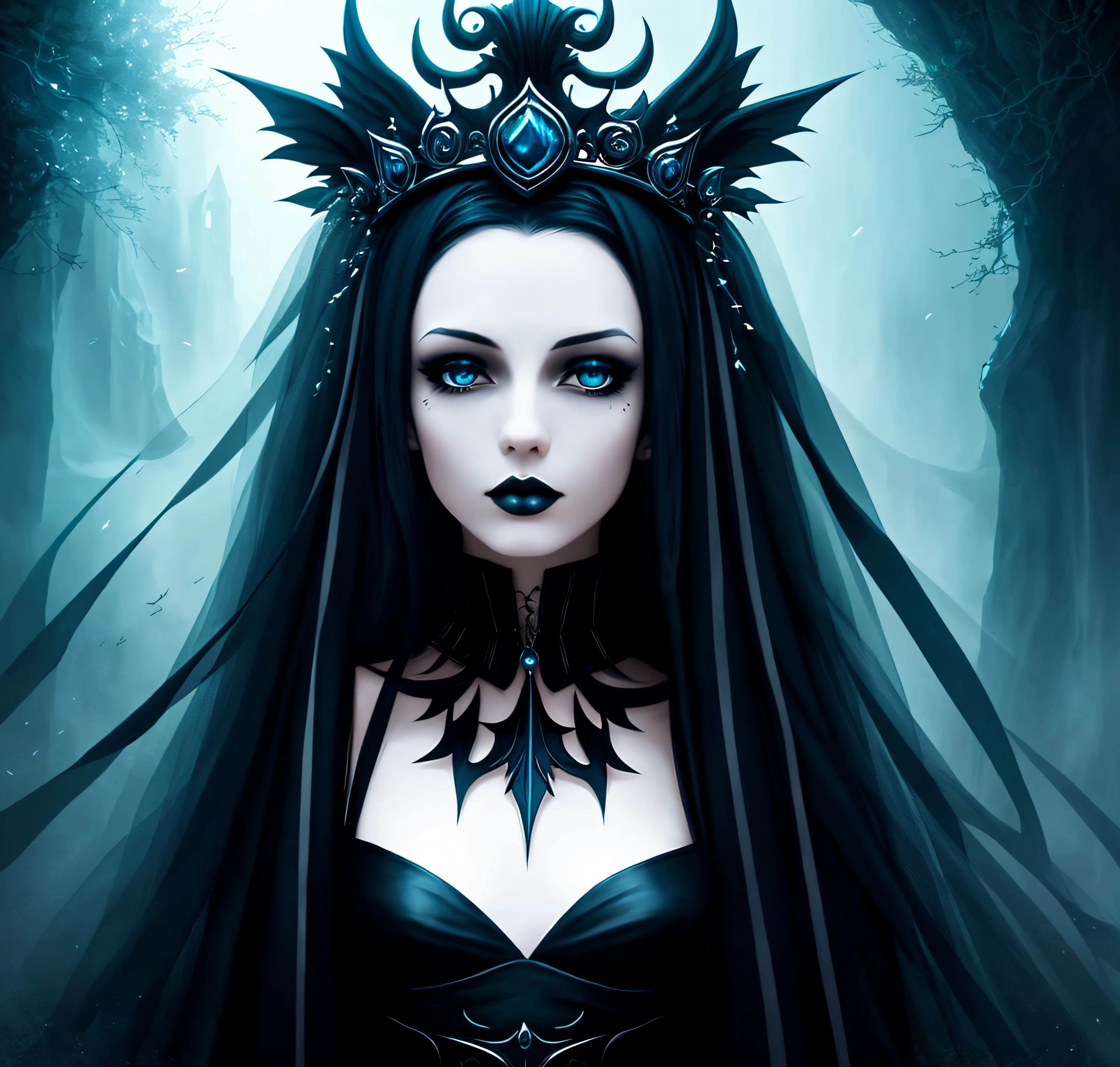 a close up of a woman wearing a crown and a black dress, dark fantasy style art, fantasy art style, a beautiful fantasy empress, epic fantasy art style hd, ((a beautiful fantasy empress)), epic fantasy art style, gothic princess portrait, gothic fantasy art, digital 2d fantasy art, beautiful and elegant