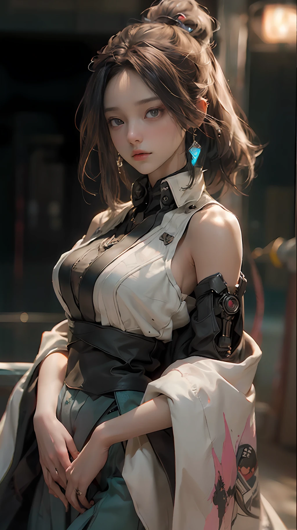 ((Best quality)), ((masterpiece)), (detailed:1.4), 3D, an image of a beautiful cyberpunk female,HDR (High Dynamic Range),Ray Tracing,NVIDIA RTX,Super-Resolution,Unreal 5,Subsurface scattering,PBR Texturing,Post-processing,Anisotropic Filtering,Depth-of-field,Maximum clarity and sharpness,Multi-layered textures,Albedo and Specular maps,Surface shading,Accurate simulation of light-material interaction,Perfect proportions,Octane Render,Two-tone lighting,Wide aperture,Low ISO,White balance,Rule of thirds,8K RAW,