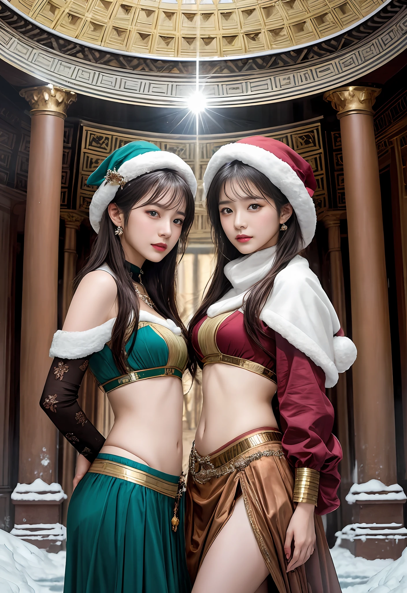 modelshoot style,winter,snowy, (extremely detailed CG unity 8k wallpaper), full shot body photo of the most beautiful artwork in the world, stunningly beautiful photo realistic cute women, a hyper realistic ultra detailed photograph of a beautiful girl as a female 2020s dancer ,(princess eyes,shiny pupils), detailed symmetric beautiful hazel eyes, detailed gorgeous face,highly detailed, vibrant,professional majestic oil painting by Ed Blinkey, Atey Ghailan, Studio Ghibli, by Jeremy Mann, Greg Manchess, Antonio Moro, trending on ArtStation, trending on CGSociety, Intricate, High Detail, Sharp focus, dramatic, photorealistic painting art by midjourney and greg rutkowski