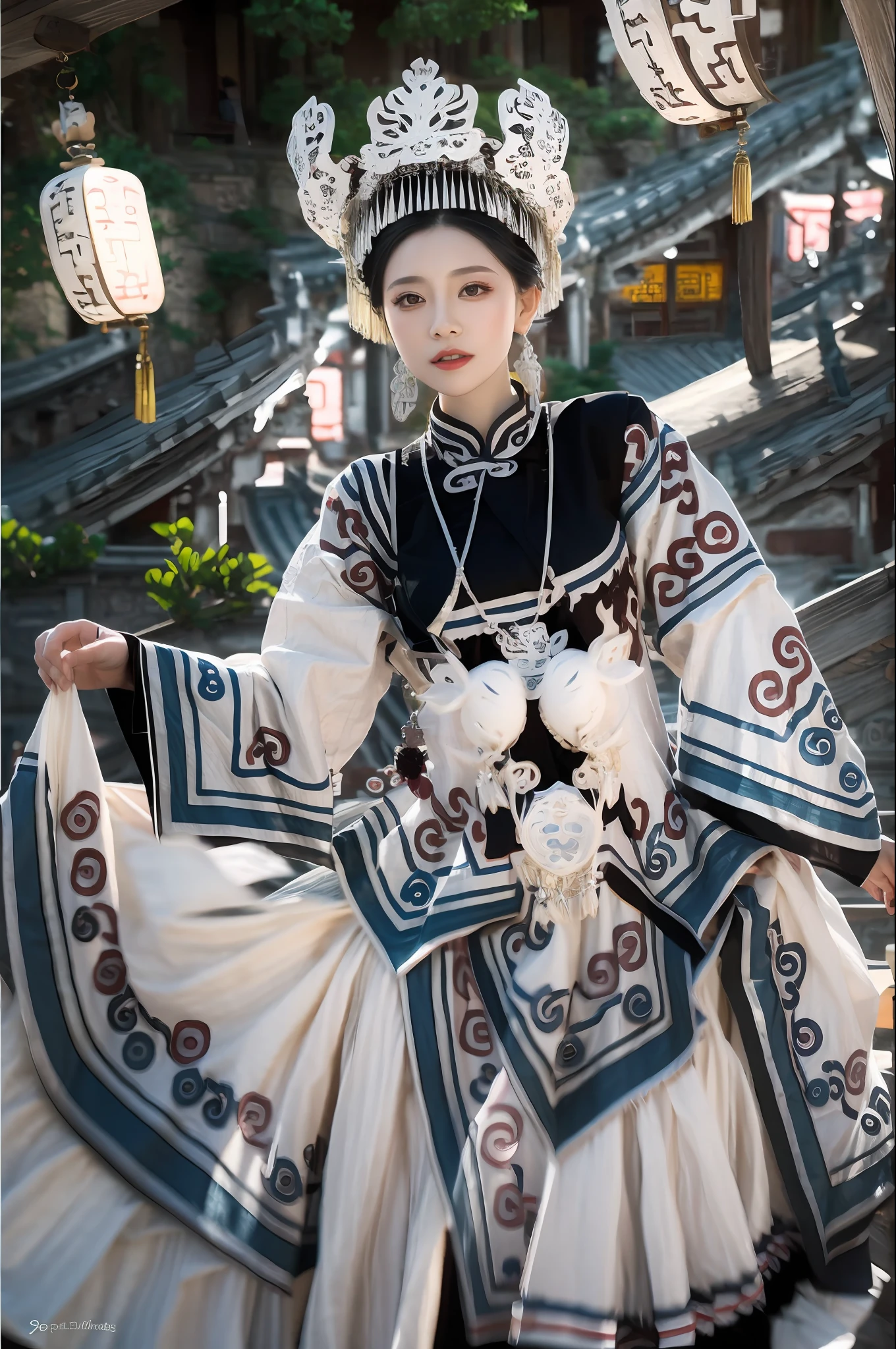 zhongfenghua， 1girll，On the steppe，Cows and sheep as the background， Pink Hanfu，Black is the base color， Ancient_Chinese_architecture， flower  field， blossoms， （White smoke：1.3） （realisticlying：1.4）， Zen entanglement， datura， entangled， offcial art， Unity 8k wallpaper， ultra - detailed， Beautiful and beautiful， tmasterpiece， best qualtiy， （dynamic angle：1.4）， Glowing skin， （Floating colorful flashes：1）The most beautiful form of chaos，ellegance，Fauvistdesign，vivd colour，Romantic depth of field exotic_Dance