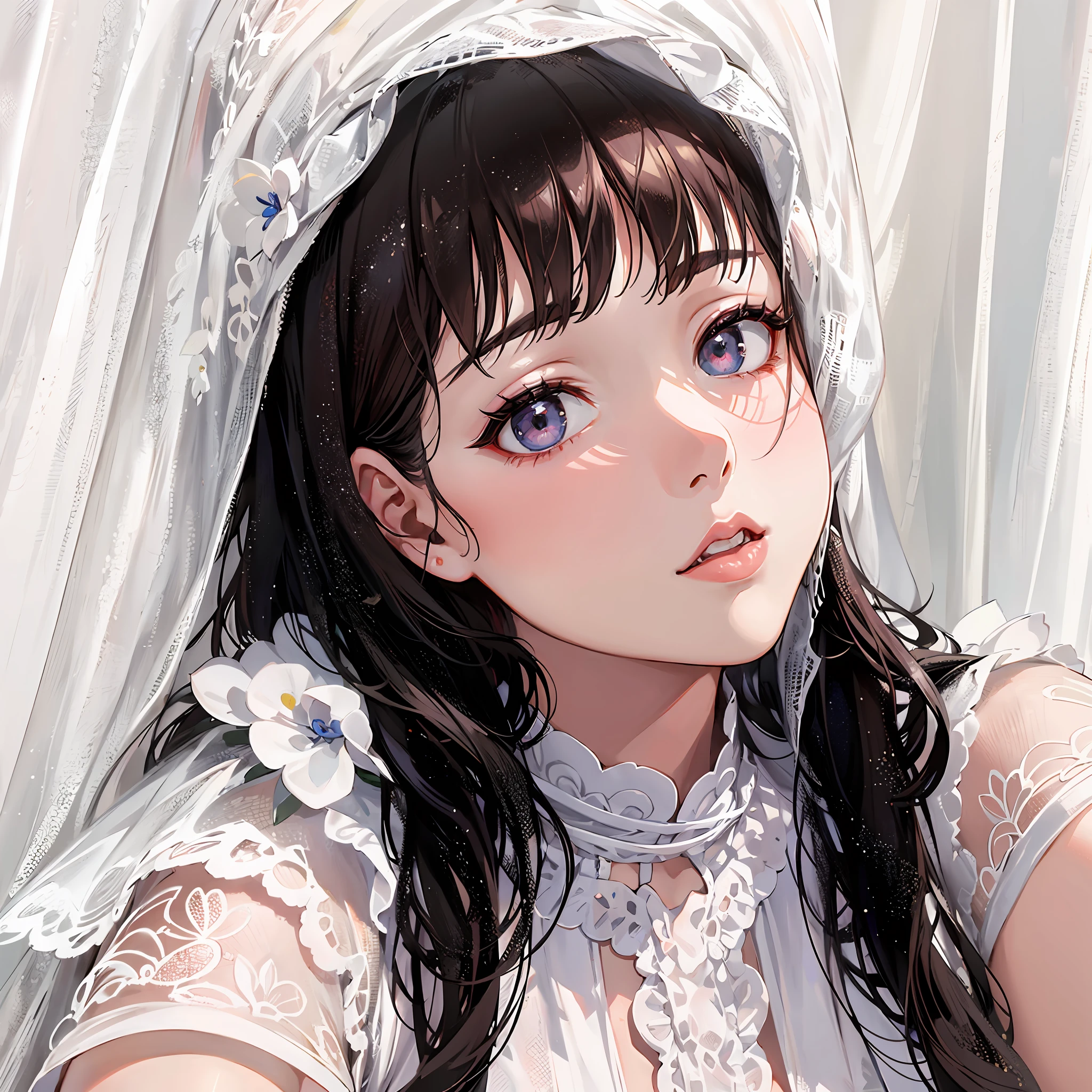 there is a woman that is posing for a picture in a white dress, chiho, shikamimi, Yoshitomo Nara, jaeyeon nam, sakimichan, with round face, xintong chen, shiori teshirogi, Choi Hyun-hwa, harumi, with short hair, lalisa manobal
