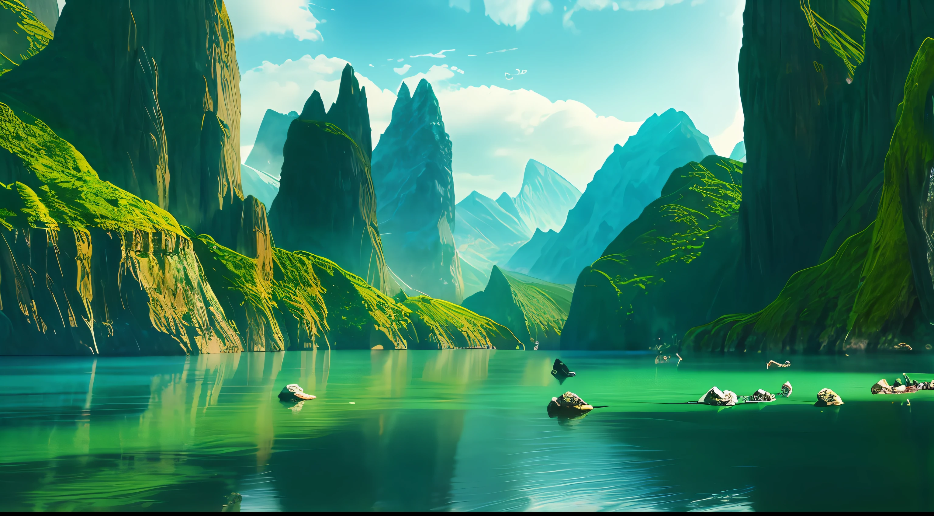 The view of the mountains，The background is sunset, exquisite matte painting, 4 k matte painting, 4k hd matte digital painting, 8 k matte painting, 8k matte painting, beautiful mattepainting, stunning matte painting, 4k highly detailed digital art, Majestic matte painting, epic landscapes, high quality desktop wallpaper, beatiful mountain background