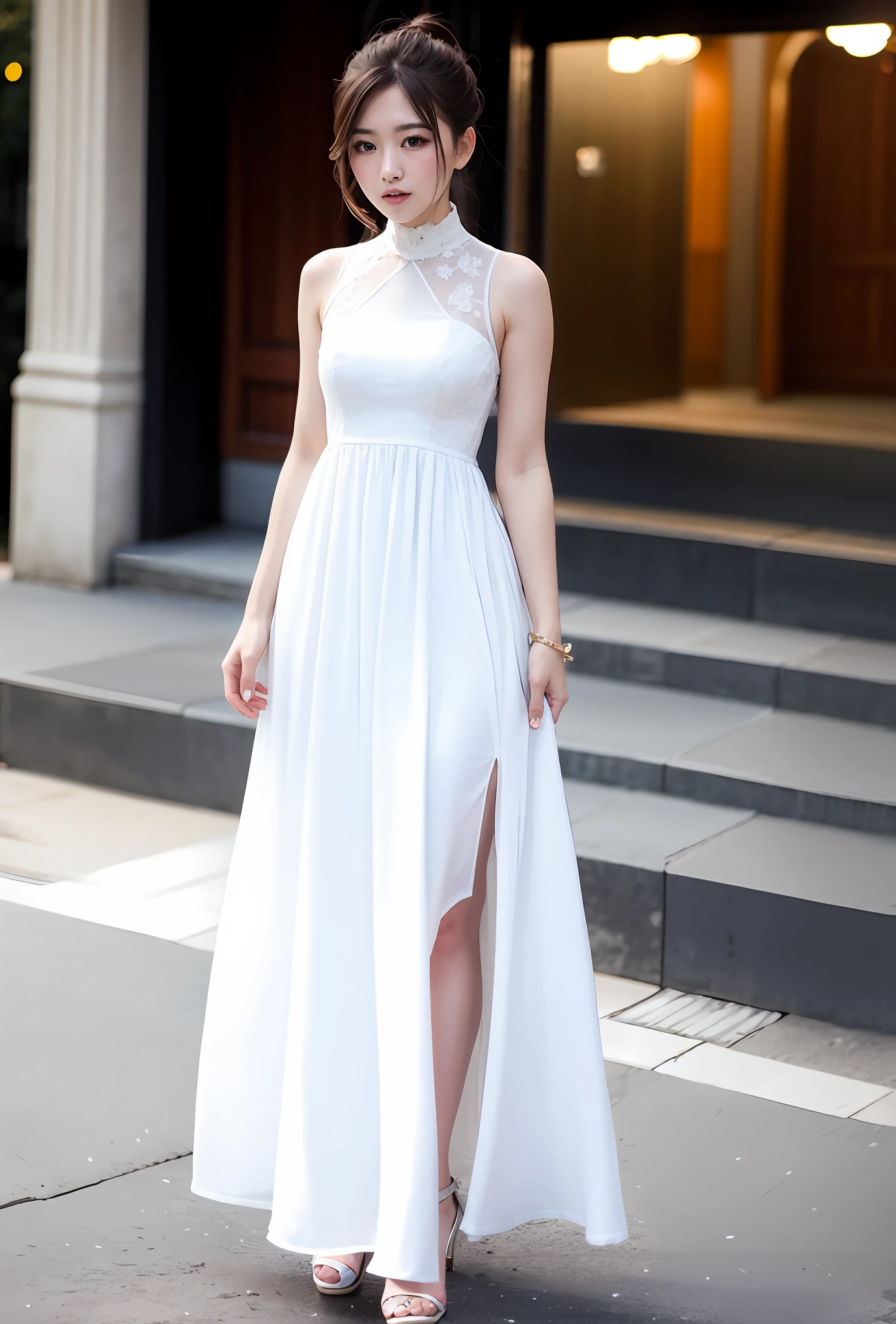 Costume white long dress like beam Xiaoice