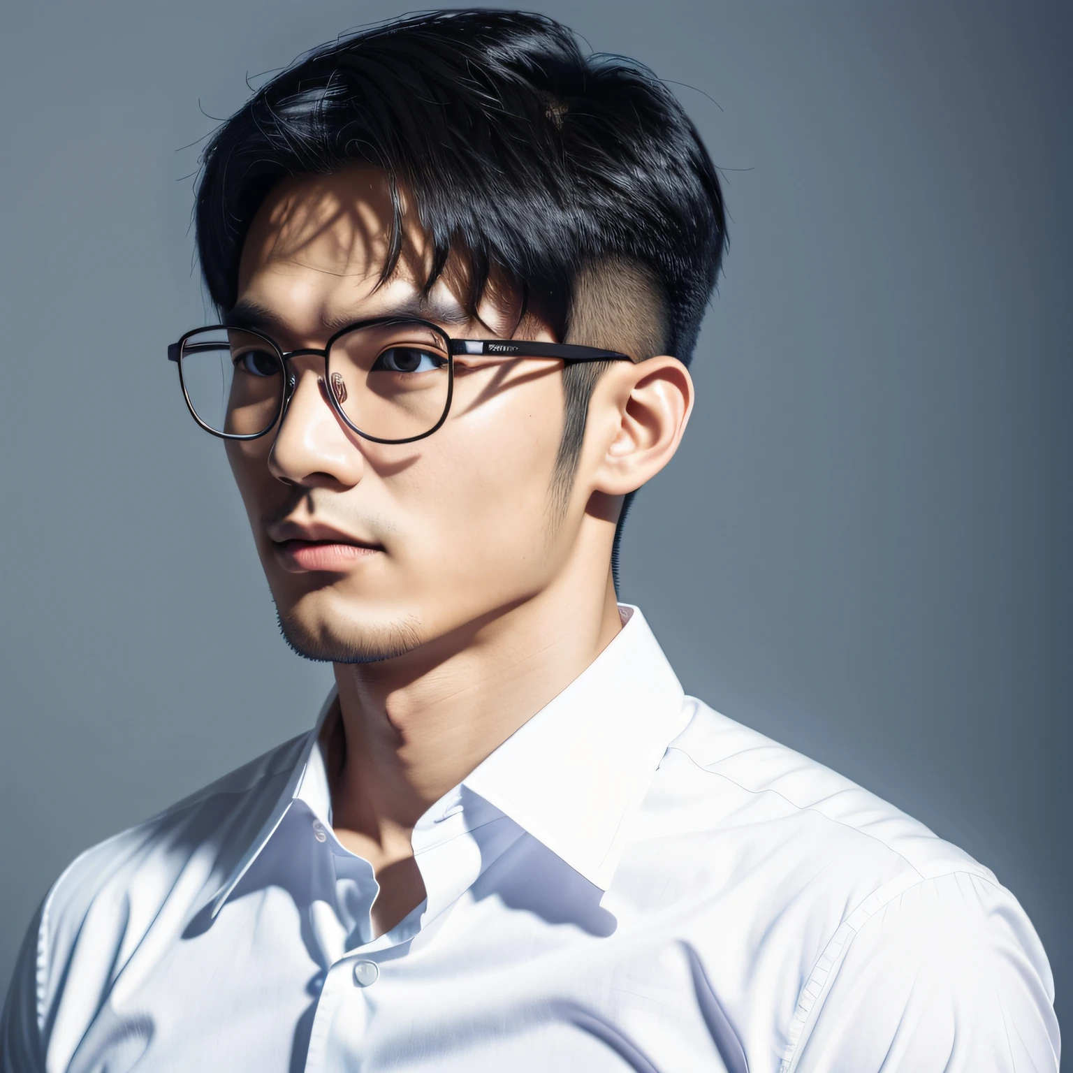 Arad man posing for photo with glasses and white shirt, yanjun cheng, professional profile picture, stanley artgem lau, With glasses, 2 7 years old, 2 8 years old, Professional profile photo, headshot profile picture, wears glasses, halfbody headshot, Cao Shuxian, kevin hou, 2 9 years old, ren heng --auto