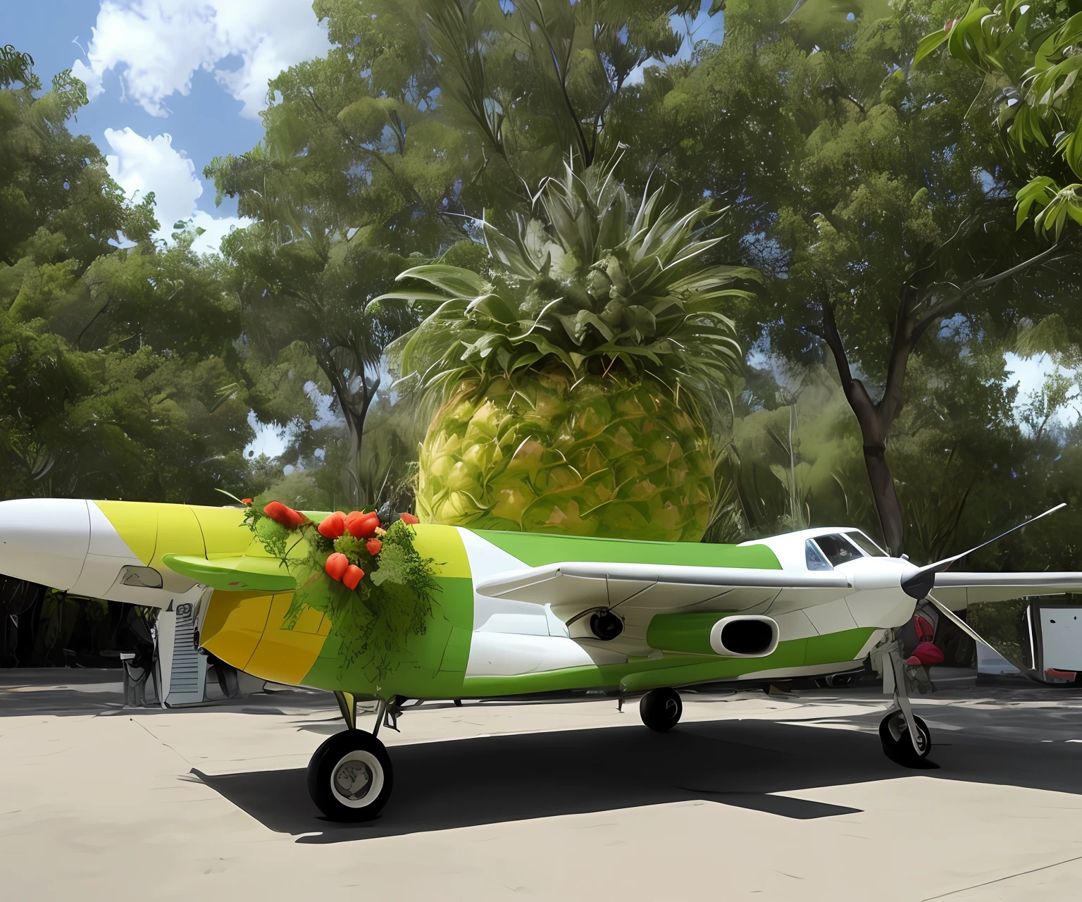 A plane with a pineapple , y sus piquitos sean hoja de marihuana