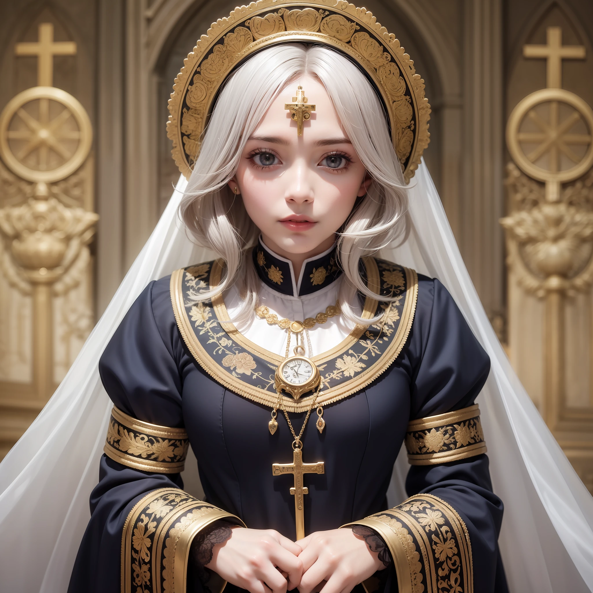 Velha Senhora, vestido preto, era vitoriana, cajado de mago, olhos azuis, cabelho grisalho amarrado, chapeu de palha de aba reta, olhar de desdem, olhos azuis