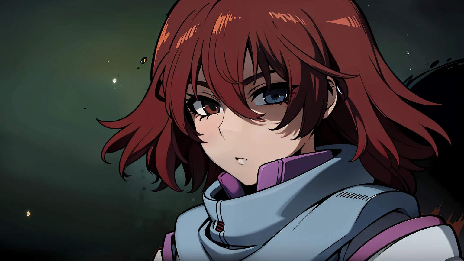 She's a little petite and、、、It has a slender physique. She has long red curly hair and a scrunchie behind her. She wears denim hot pants、I'm wearing a gray hoodie, Her feet are barefoot、time々I'm wearing flip flops.