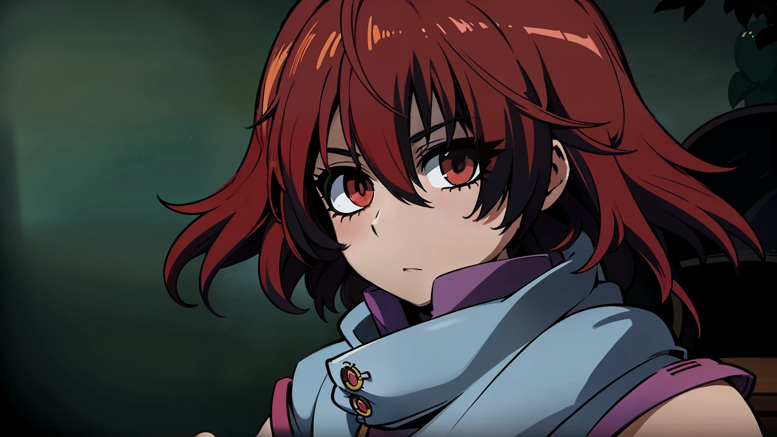 She's a little petite and、、、It has a slender physique. She has long red curly hair and a scrunchie behind her. She wears denim hot pants、I'm wearing a gray hoodie, Her feet are barefoot、time々I'm wearing flip flops.