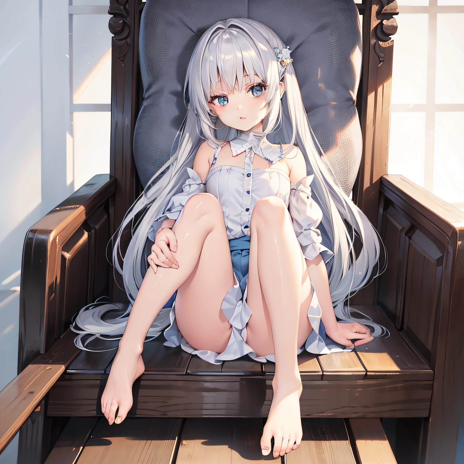 White-haired, blue-eyed, barefoot