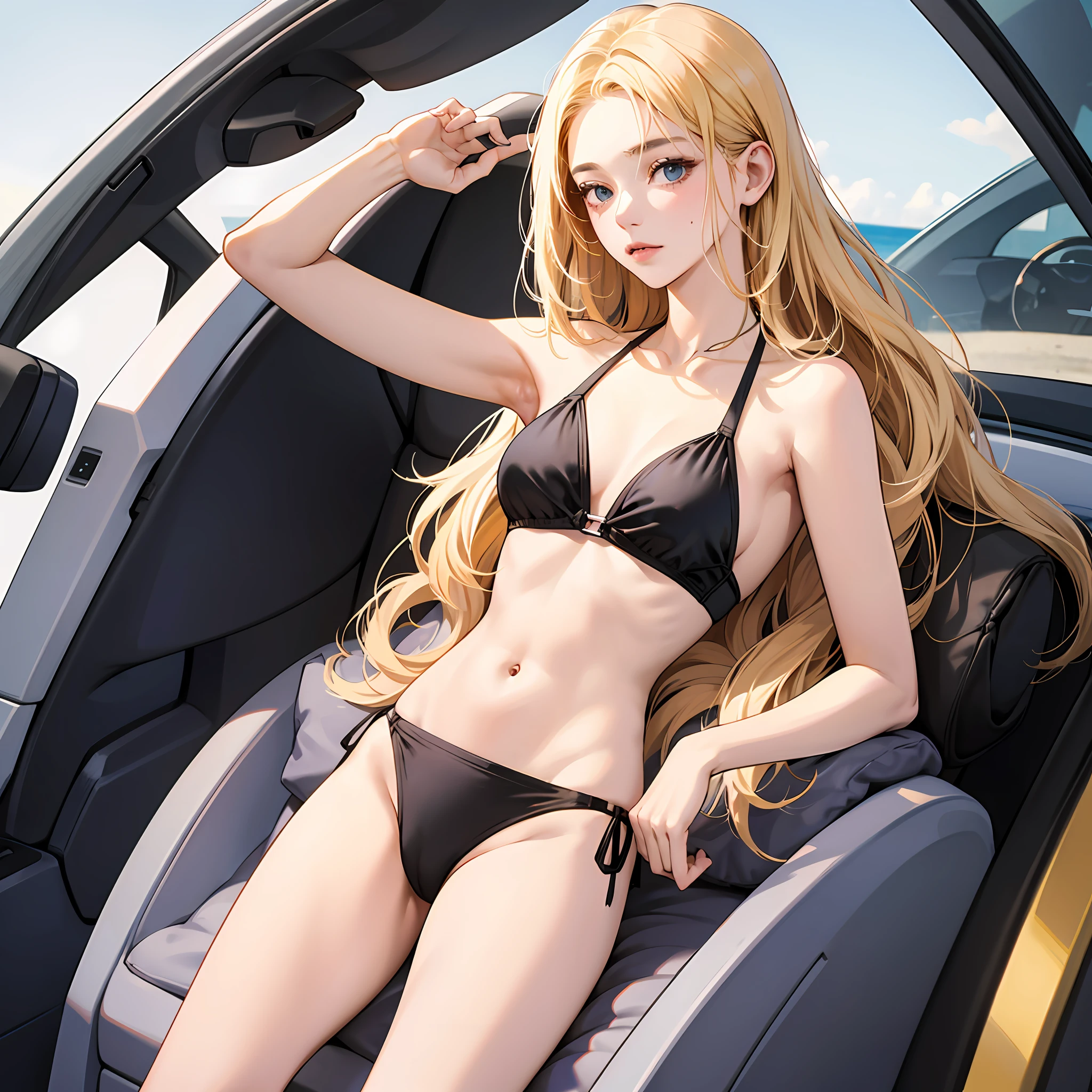 female pervert　a blond　asian human　minimal　The bikini　Inter-strands　groin　pubick hair　teats --auto