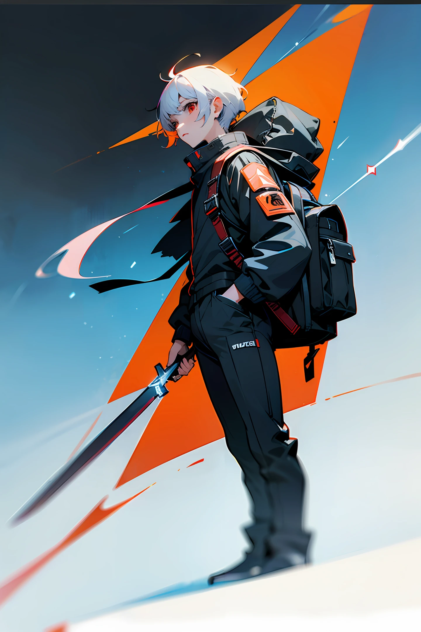 droid。Double knife。ninjartist。cyber punk perssonage。backpacks
