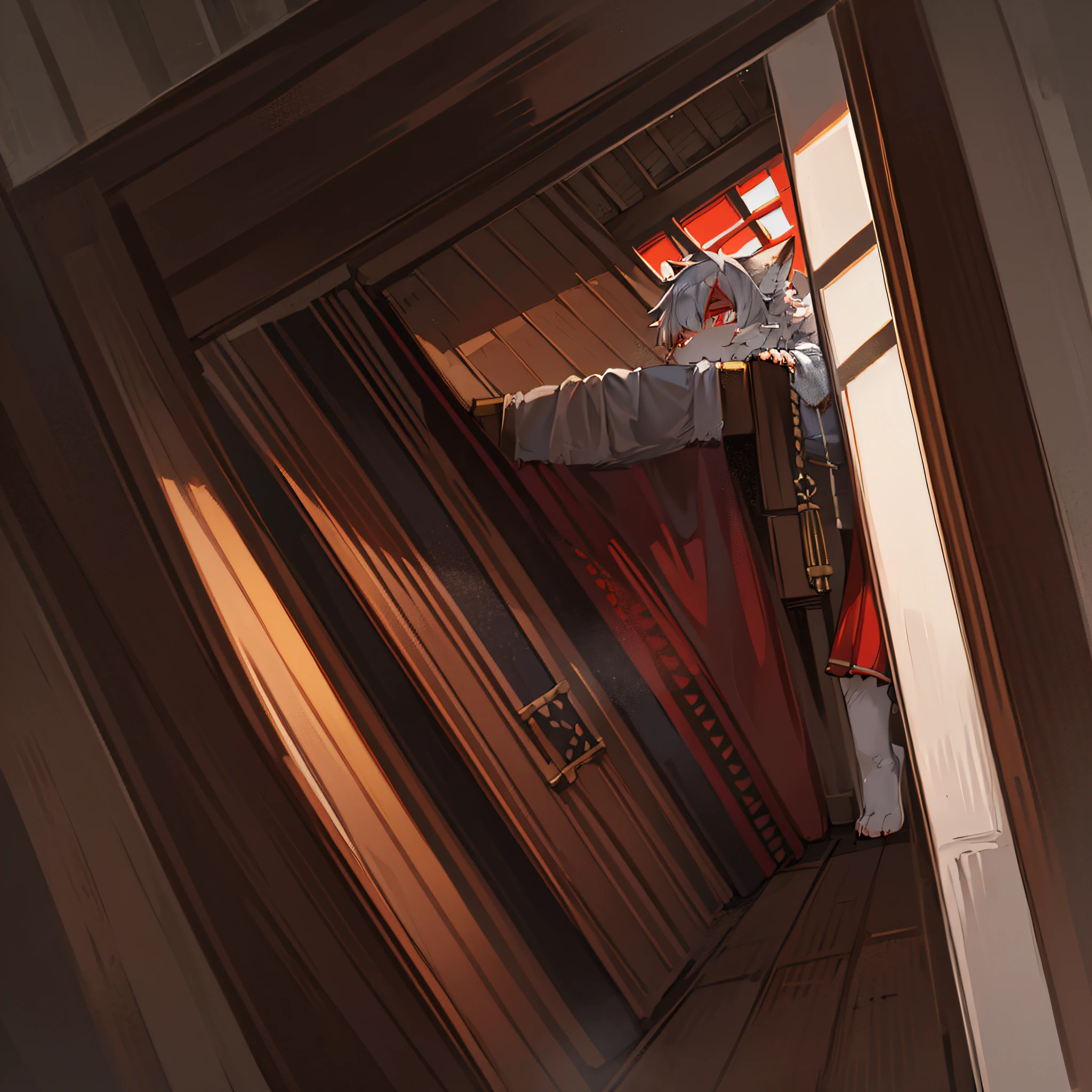 (ambiente dark:0.8),masterpiece,high quality,abstract res,digital painting\(artwork\), by dagasi, yupa,kiyosan,(anthro,fluffy fur,character focus:1.1),anthro male cat,short hair,portrait , eyes with brightness, in a panoramic view, Character focus.(detailedbackground:0.7), 独奏, shaggy, Furry female, female focus, anthr,(Full Body Furry, Fluffy tail, White fur, red color eyes, Gray hair:1.2), (long canines、cloaks:1.2),(interiors、In the daytime、Pool、casket:1.1)