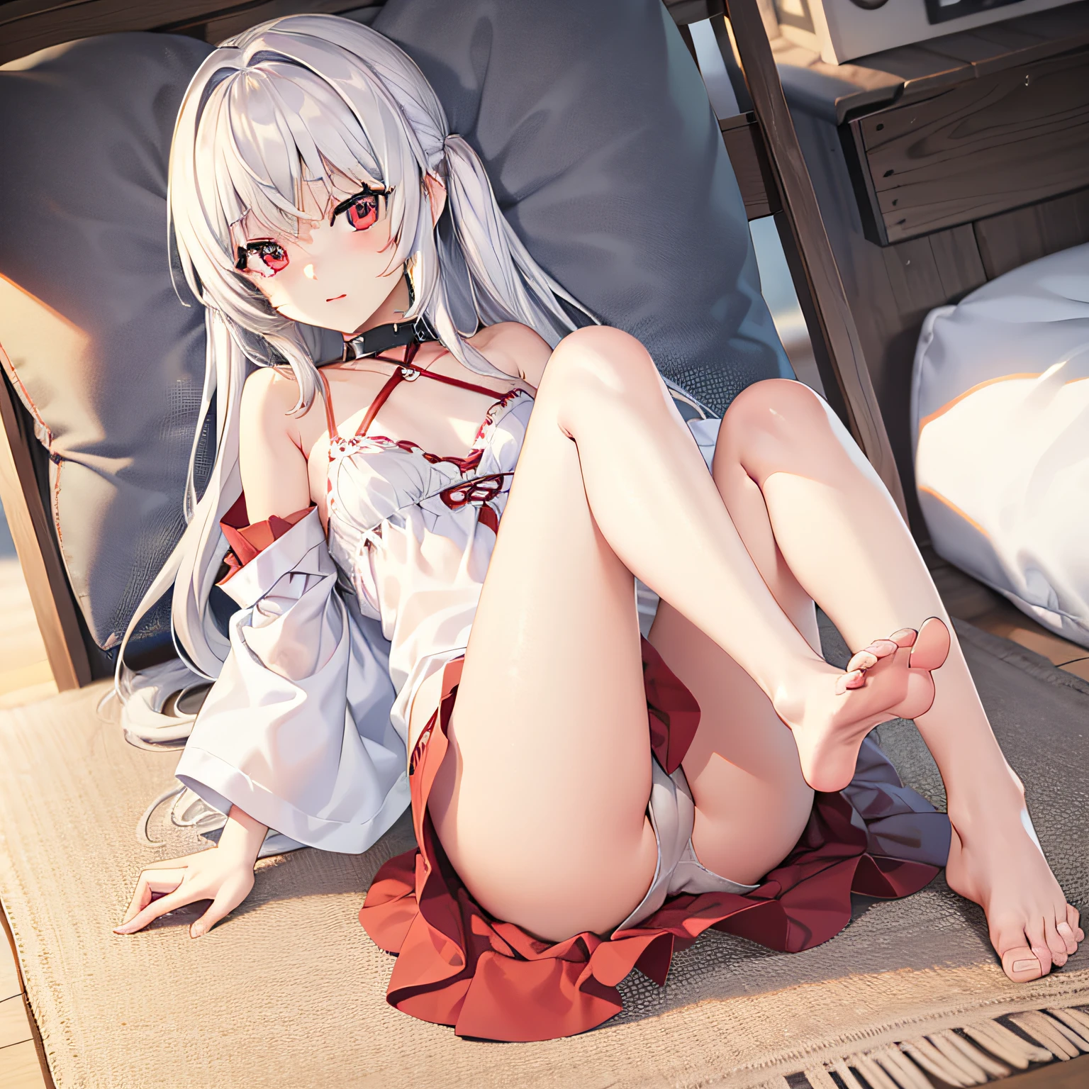 White-haired, red-eyed, barefoot loli