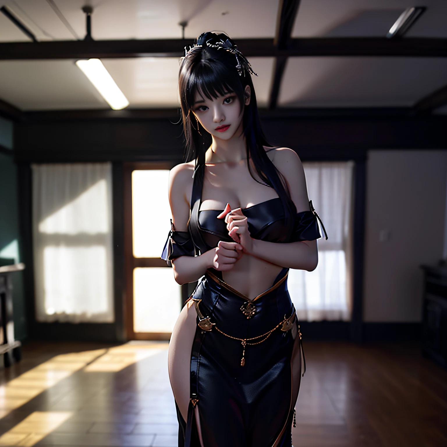 masterpiece,best quality,_official art,extremely_detailed cg 8k wallpaper,_classroom_,crystalstexture skin,cold expression,long-gigapixel-standard-scale