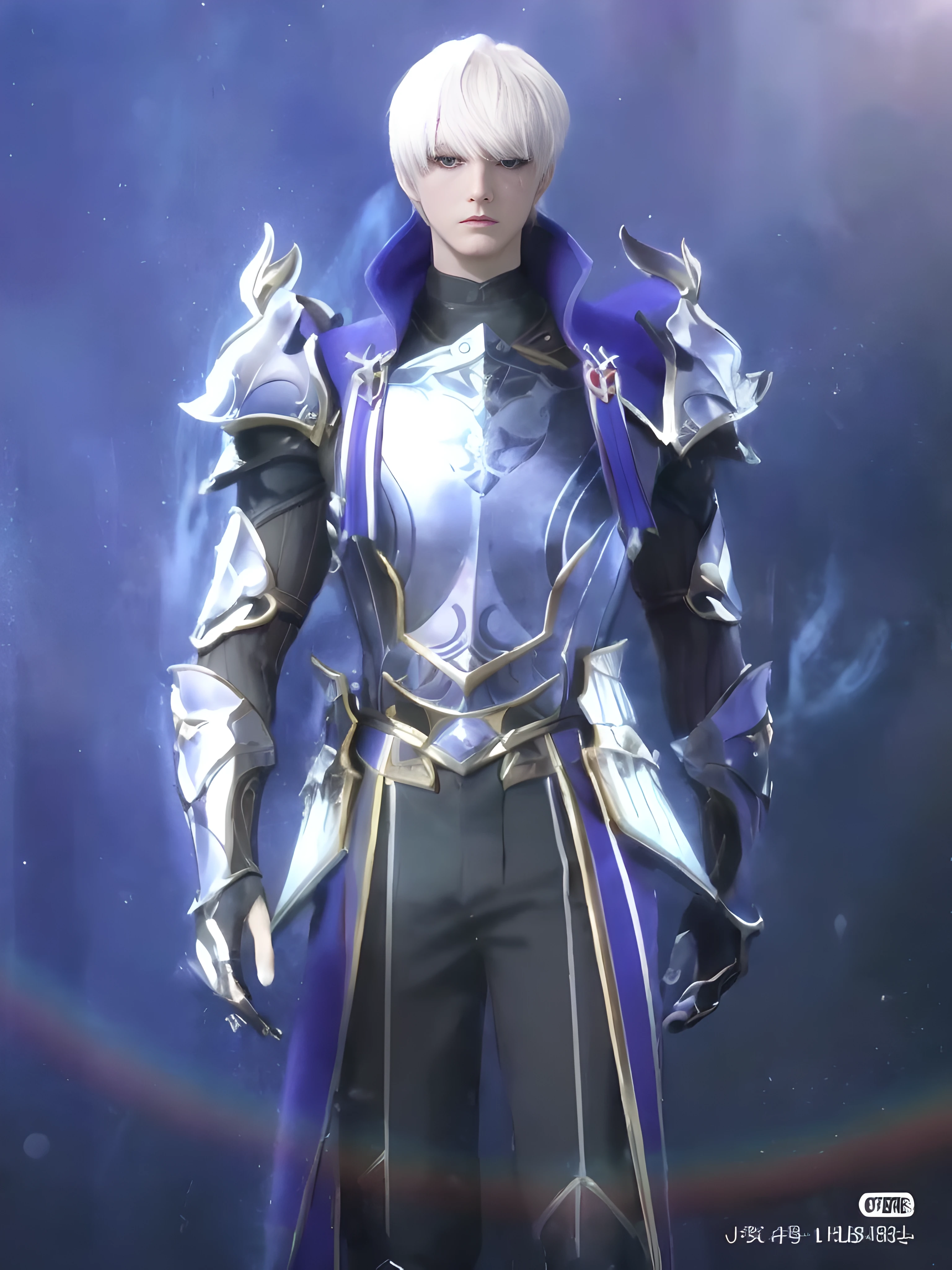 A close-up of a person in a suit with a sword, lineage 2 revolution style, Delicate androgynous prince, Keqing from Genshin Impact, Beautiful androgynous prince, heise jinyao, A human male paladin, zhongli from genshin impact, Inspired by Huang Shen, sliver ice color reflected armor, young shadow mage male