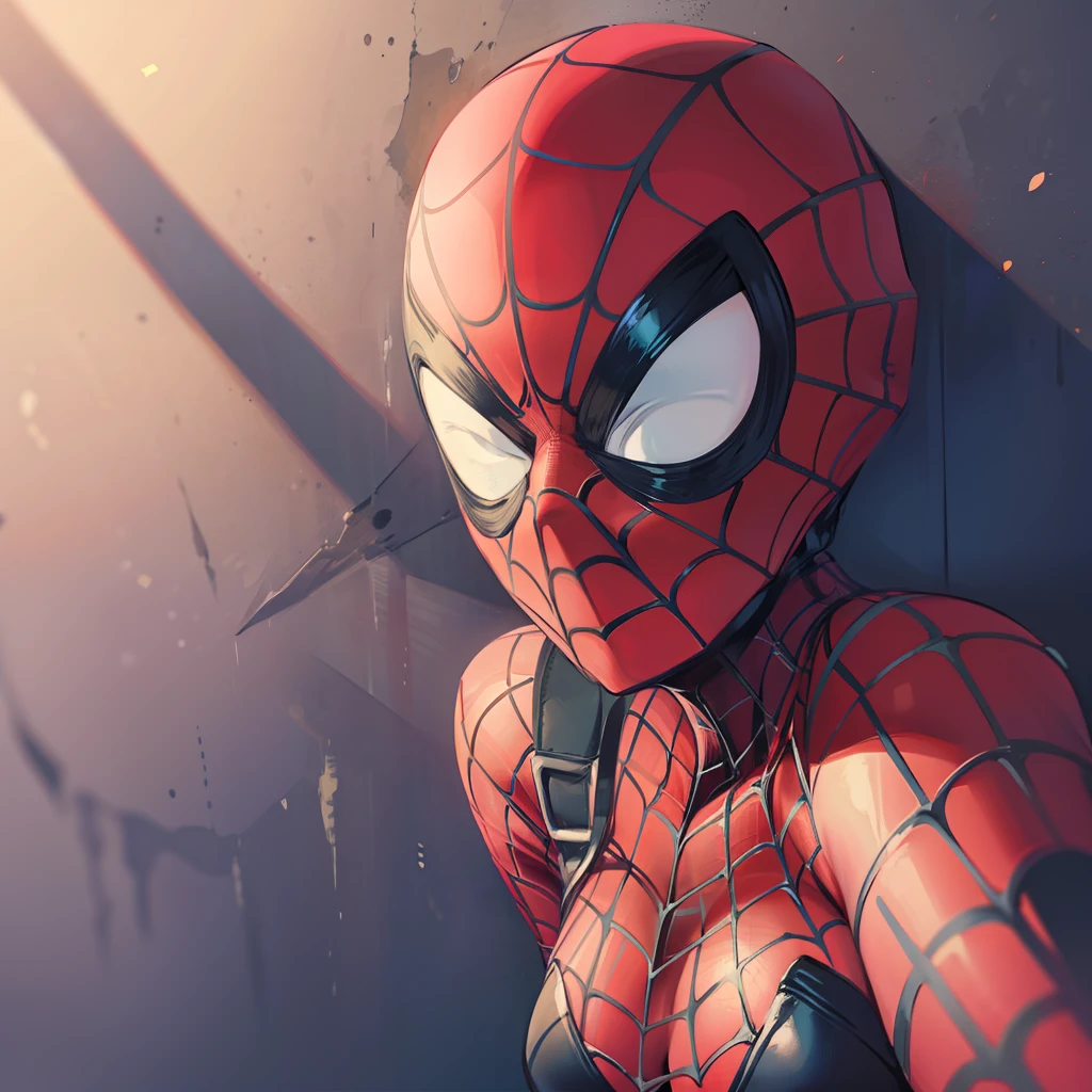 The female version of Spider-Man,A half body,Sexy figure,without showing face