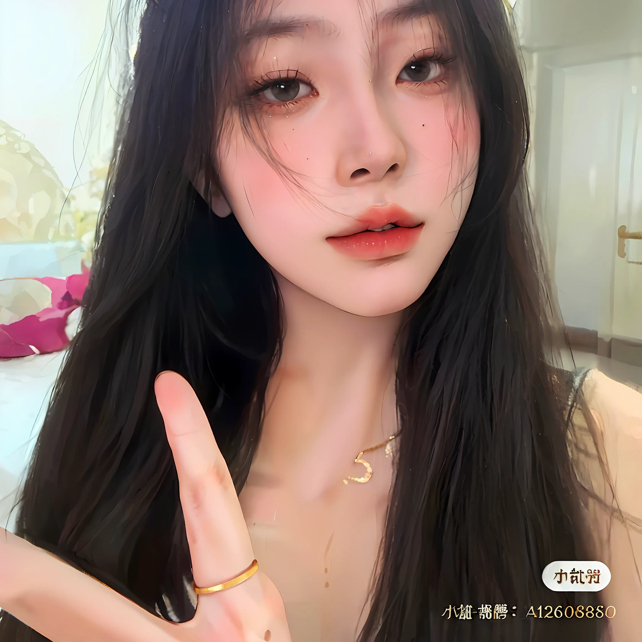 There was a woman with long hair making peace signs, 8k selfie photograph, 19-year-old girl, xintong chen, ulzzangs, wenfei ye, Li Zixin, xision wu, young cute wan asian face, wenjun lin, Xianxia, Lin Qifeng, chengyou liu, Weibo, zmonzheng