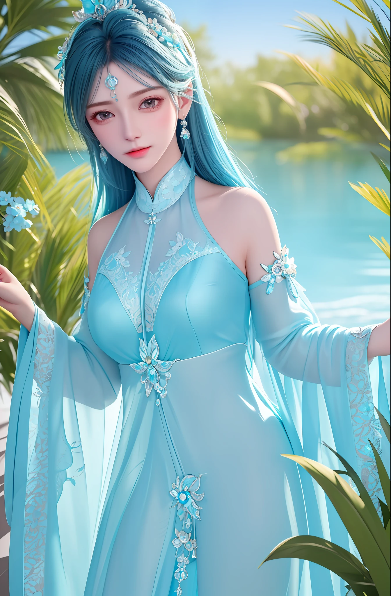 cyan, masterpiece, best quality, ultra-detailed, high details, super detail, high quality, ((4K, 8k, 16k, UHD)),, (high detailed skin:1.2), textured skin,(Beautiful face:0.3),(natural skin texture:1.2),(finely detailed beautiful eyes: 1.2), realistic, shiny skin, shiny face, lustrous skin, shiny skin