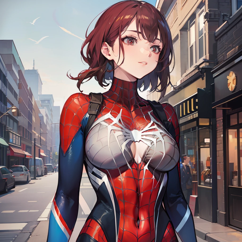 Female Spider-Man,Head all inclusive,without showing face,A half body,Sexy figure