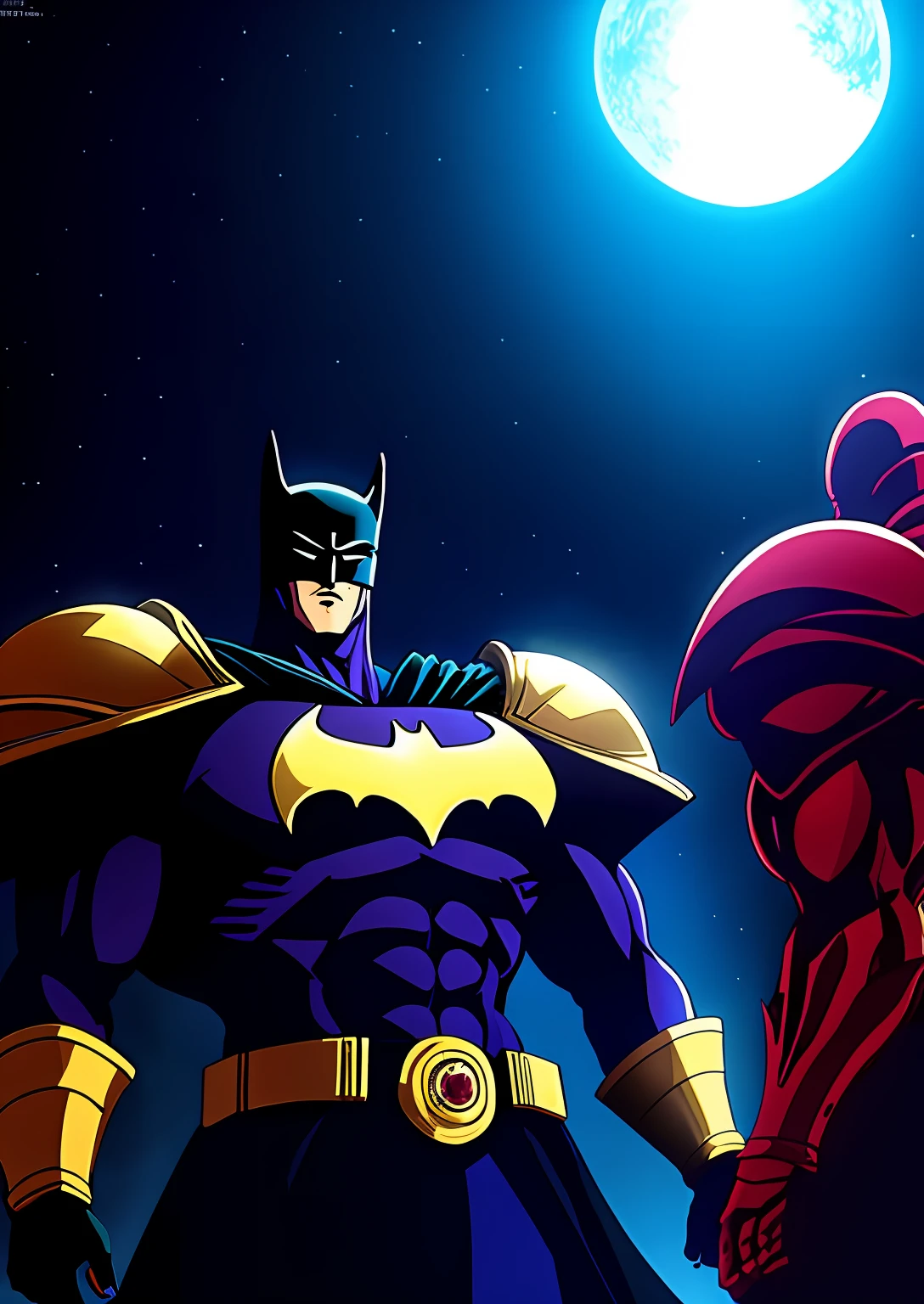 anime, Estilo anime, obra prima, obra prima do anime, Toguro,forte, musculoso, Grande, Um batman da DC, epics, (realista:1.2), desbotado:0.2, cores neutras:0.2, (arte conceitual), ((((HDR)))), ((((cores silenciadas)))), Intricate meals, art-station, hiperdetalhado, Filmagem de filmes, luzes quentes, dramatic light, detalhes intrincados, vinheta, fundo complexo, [((capa, mascara))], geometric tie, luvas de couro, slate grey atmosphere, (olhando para o espectador), (sorrir|smug), contrapposto, light volumetric, Dramatic, good proportions, boa anatomia, Concedido, obra-prima, obra-prima,