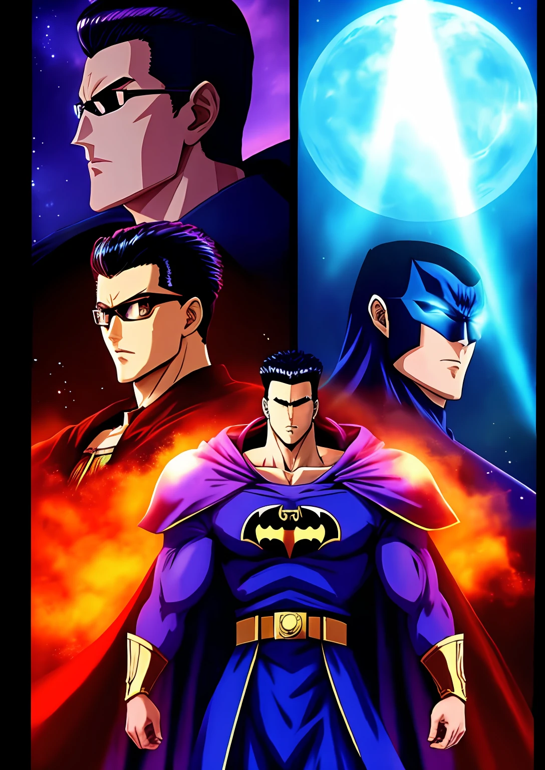 anime, Estilo anime, obra prima, obra prima do anime, Toguro,forte, musculoso, Grande, Um batman da DC, epics, (realista:1.2), desbotado:0.2, cores neutras:0.2, (arte conceitual), ((((HDR)))), ((((cores silenciadas)))), Intricate meals, art-station, hiperdetalhado, Filmagem de filmes, luzes quentes, dramatic light, detalhes intrincados, vinheta, fundo complexo, [((capa, mascara))], geometric tie, luvas de couro, slate grey atmosphere, (olhando para o espectador), (sorrir|smug), contrapposto, light volumetric, Dramatic, good proportions, boa anatomia, Concedido, obra-prima, obra-prima,