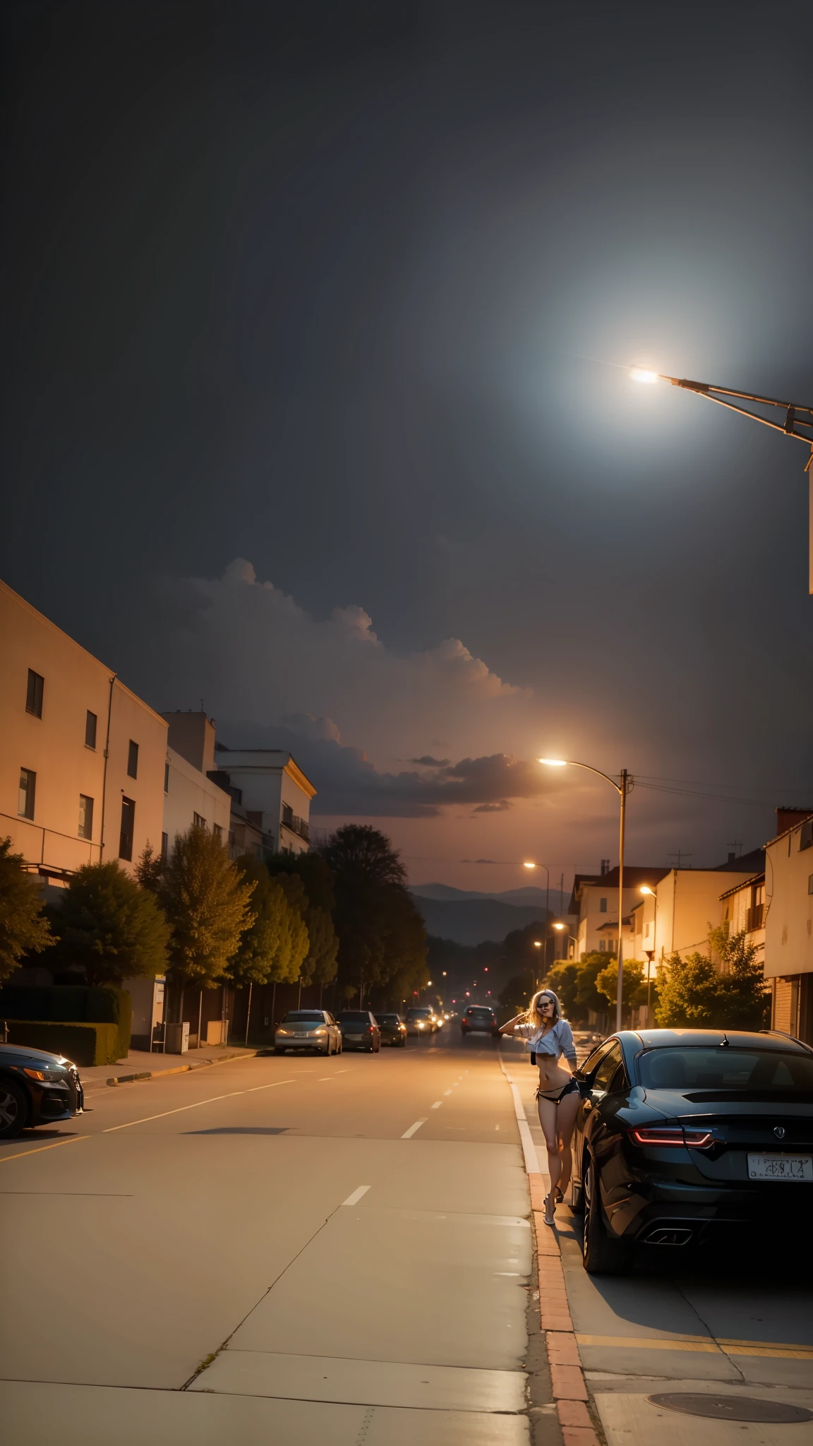 (8k, highest quality, best quality, masterpiece, height detail: 1.2),
1 girl, upper body, woman looks like (Margot Robbie), wearing boyfriend shirt and panties, (naked shirt, shirt pull), shy, half smiling, midday, from below
