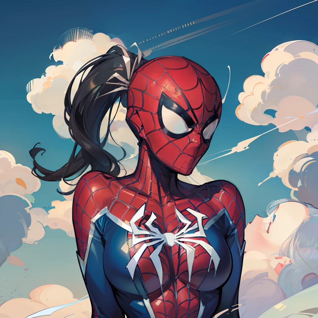 Female Spider-Man,Head all inclusive,without showing face,A half body,Sexy figure