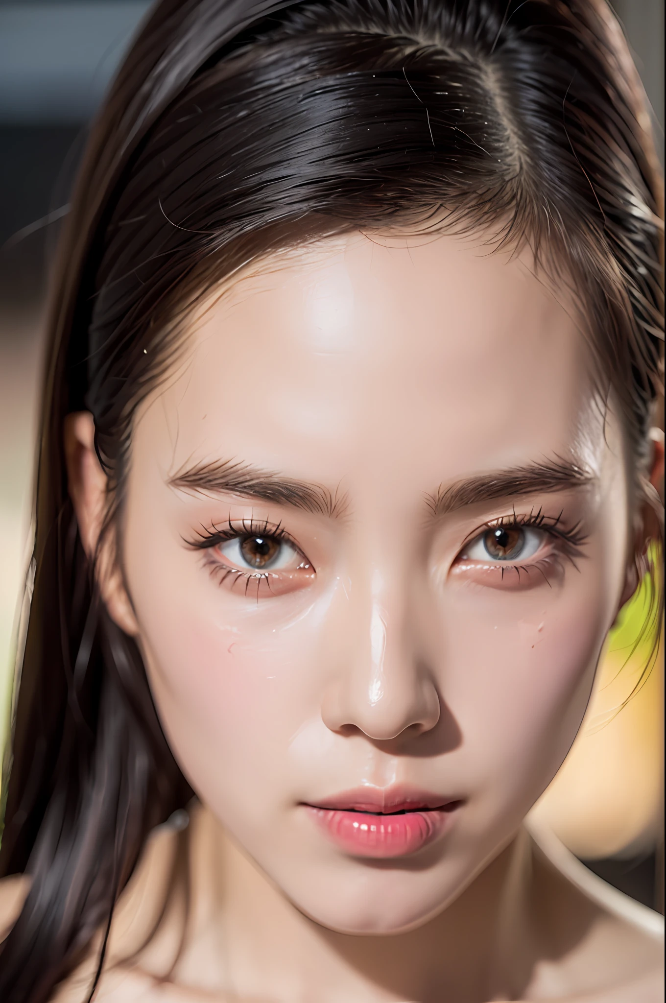 (8k, best quality, masterpiece:1.2), (realistic, photo-realistic:1.4),vibrant details, looking at camera, ultra-detailed, realistic skin texture, detail face, beautiful detailed eyes, close up photography, Fujifilm, Depth of Field,extremely detailed, makeup, black lightning, irene1