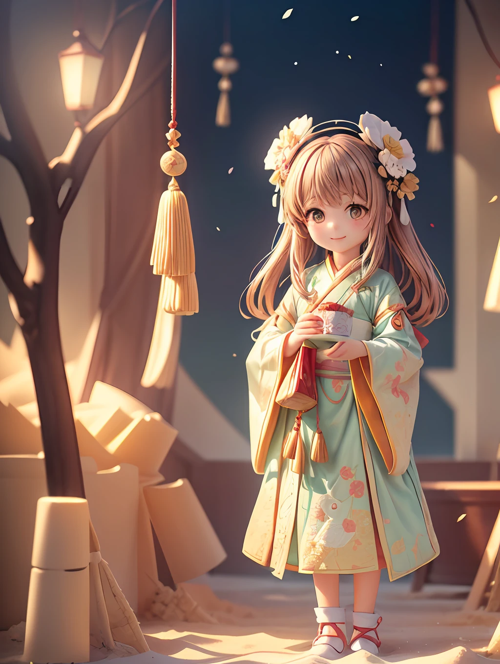 Winter,plum blossom,(Sandbox:1.4),cinematic angle,(cute female ,anatomically correct,full body,Masterpiece camellia,Masterpiece Hanfu,smile),(paper art,Quilted paper art,geomerty),(extremely colorful, Best quality, Detailed details, Masterpiece, offcial art, movie light effect, 4K, Chiaroscuro)