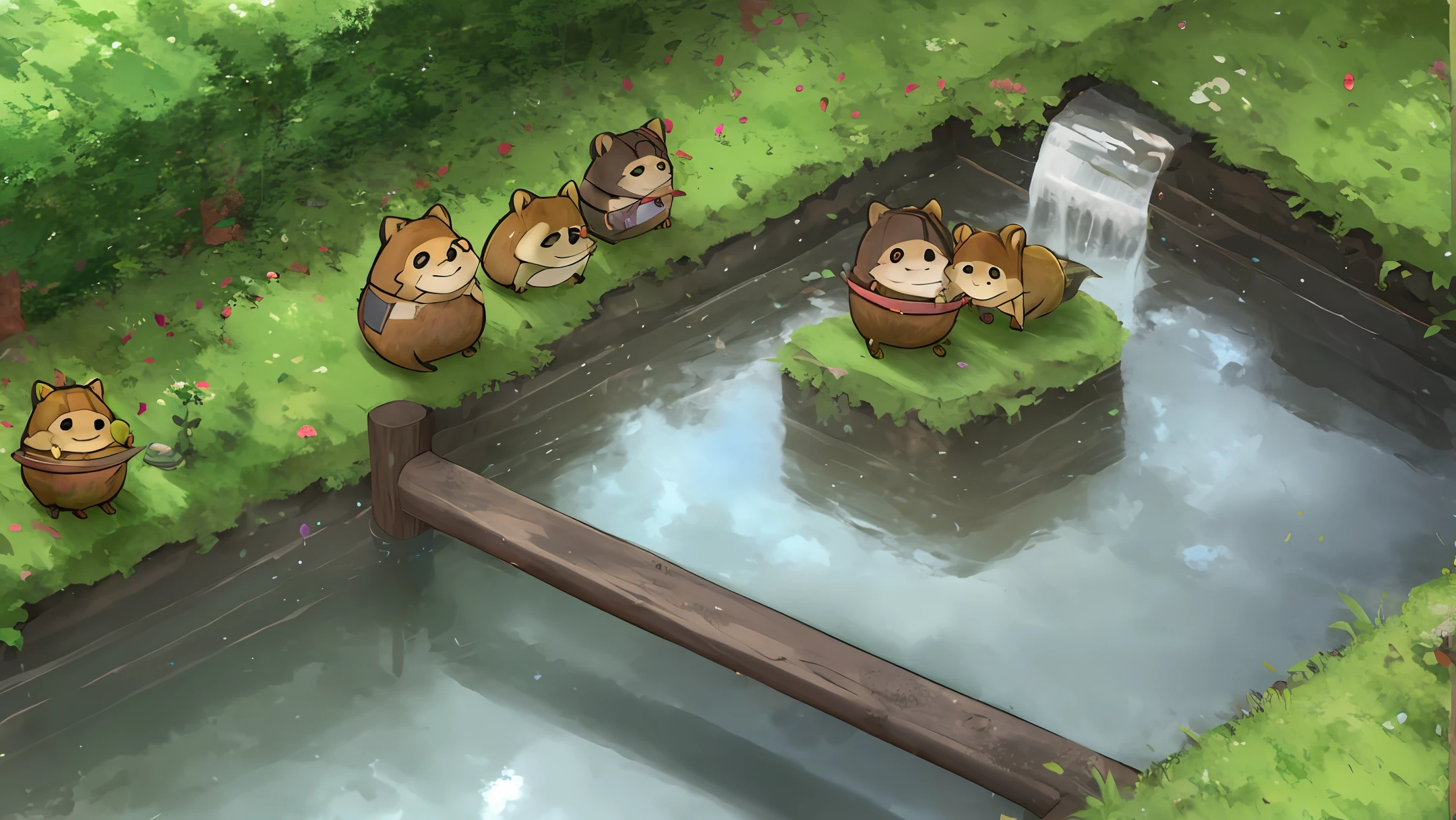 Beaver character building a dam