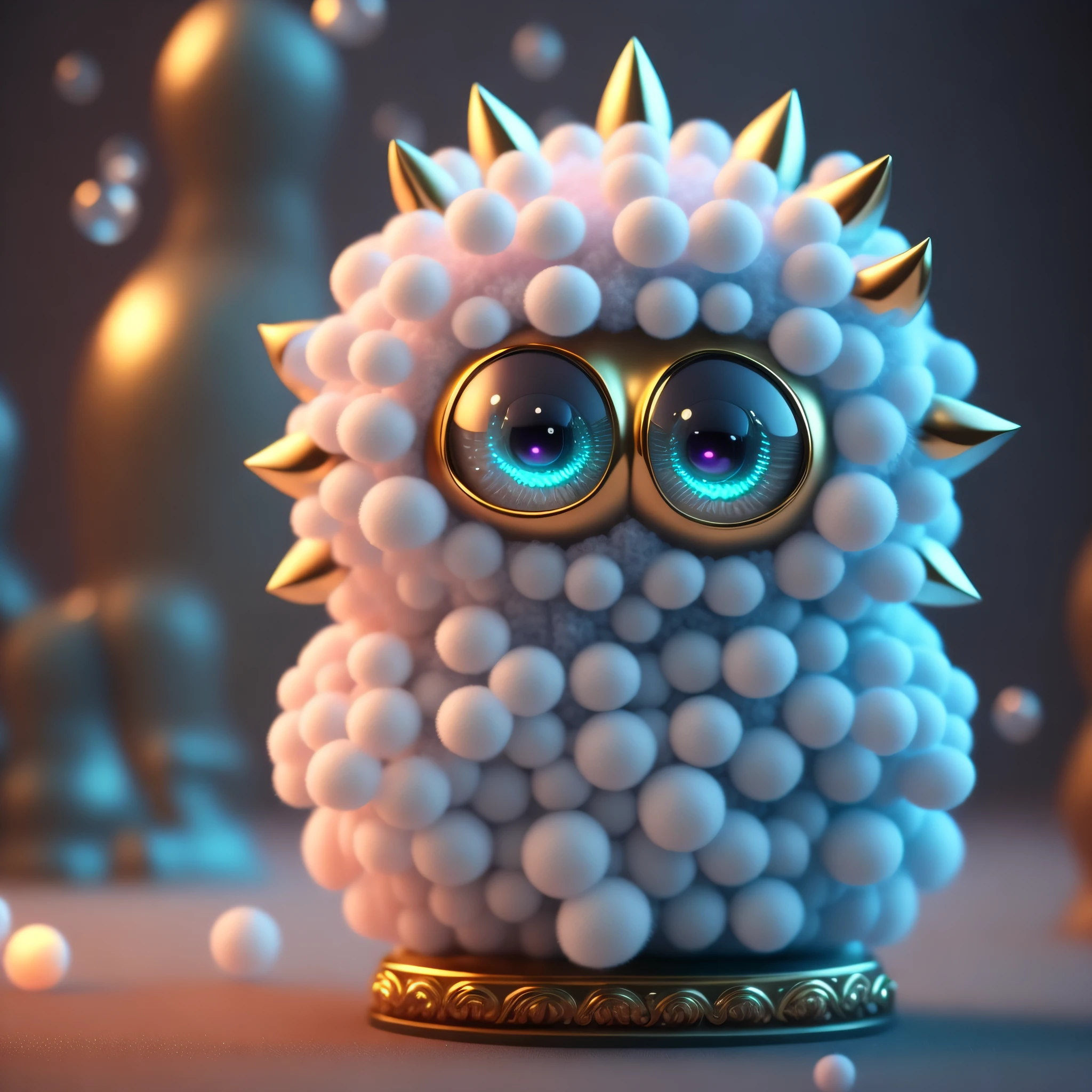 Photo of DivineStatue fluffy, cute little monster, made of crystal balls, highly detailed complex concept art trend with low-poly eyes artstation 8k