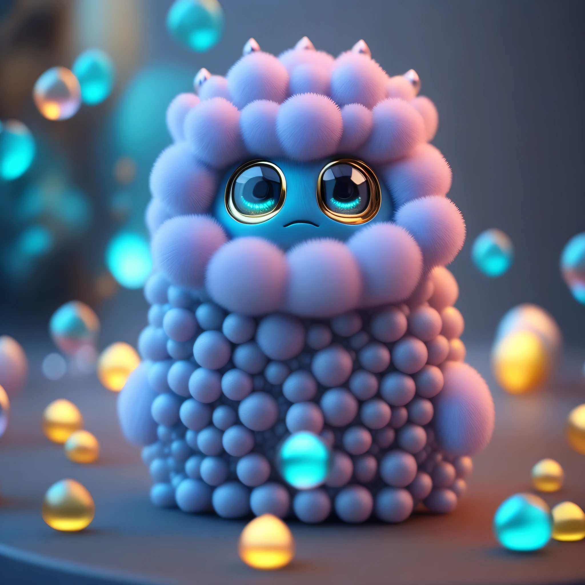 Photo of DivineStatue fluffy, cute little monster, made of crystal balls, highly detailed complex concept art trend with low-poly eyes artstation 8k