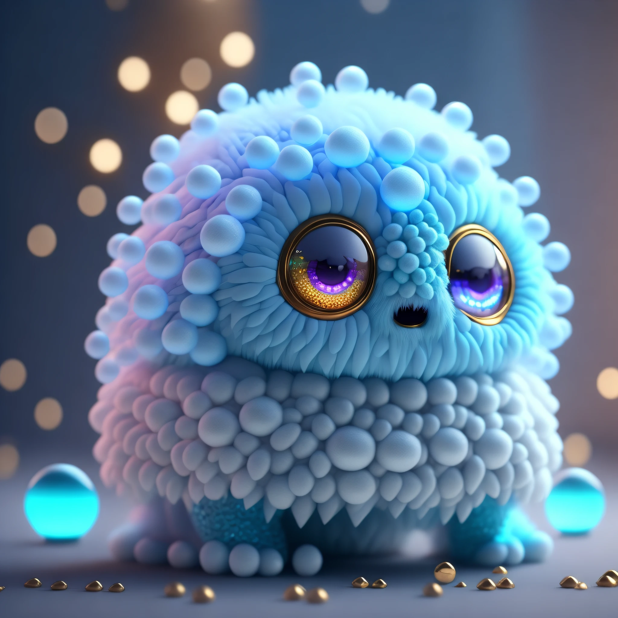 Photo of DivineStatue fluffy, cute little monster, made of crystal balls, highly detailed complex concept art trend with low-poly eyes artstation 8k