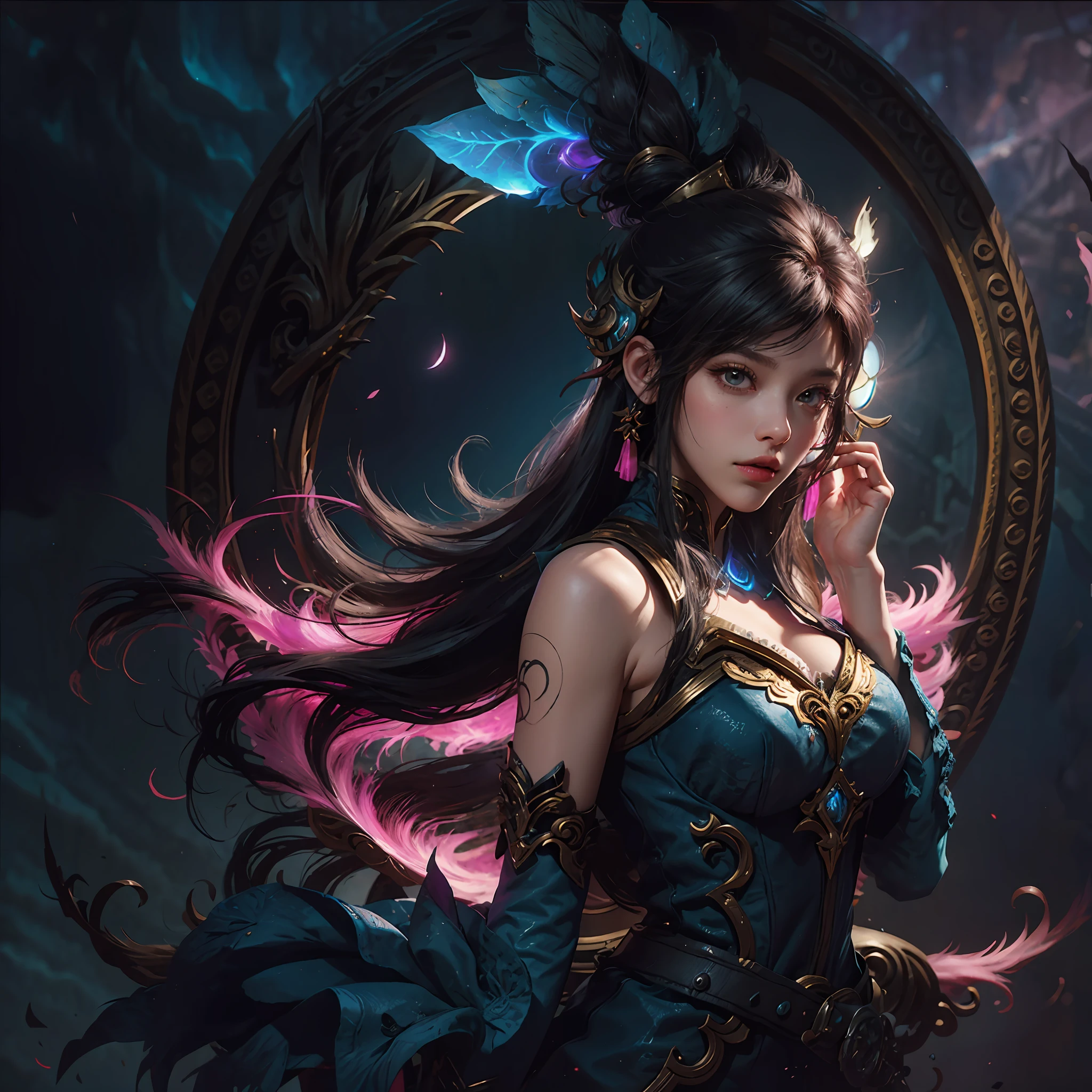 um close up de uma pessoa segurando uma espada em um jogo, jinx arcano, Fenda Selvagem, Piltover, Orianna, Estilo League of Legends, Catherine, Samira de League of Legends, Modelo IG | Artgerm, fuchsia skin, Irelia, Brigitte, Ashe, pele fuschia, fuchsia skin below the armor, Leblanc --auto