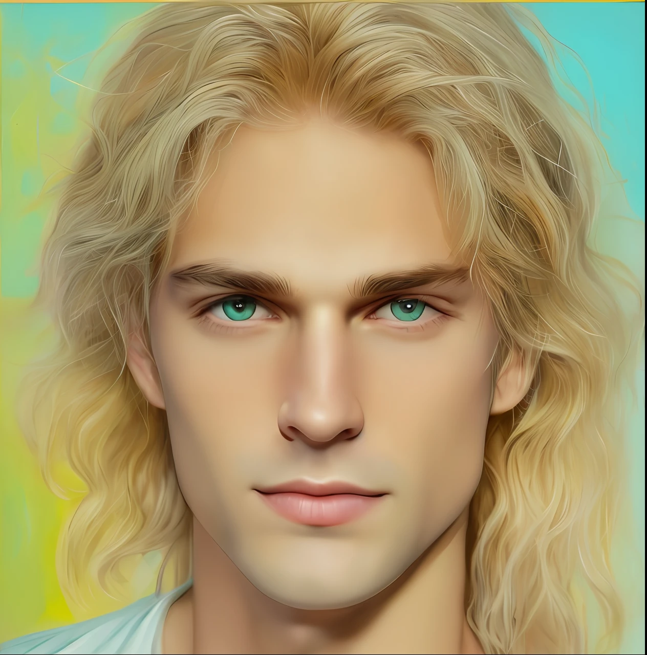 homem de cabelos loiros com olhos azuis e uma camisa branca, Beautiful androgynous prince, olhos azuis e cabelos loiros, Semelhante a Legolas, XQC, cabelos loiros olhos azuis, Ryan McGinley, delicate androgynous prince, Menino loiro com olhos amarelos, cabelos loiros e olhos azuis, portrait of magical blond prince, Pedro Kemp, pale skin curly blond hair