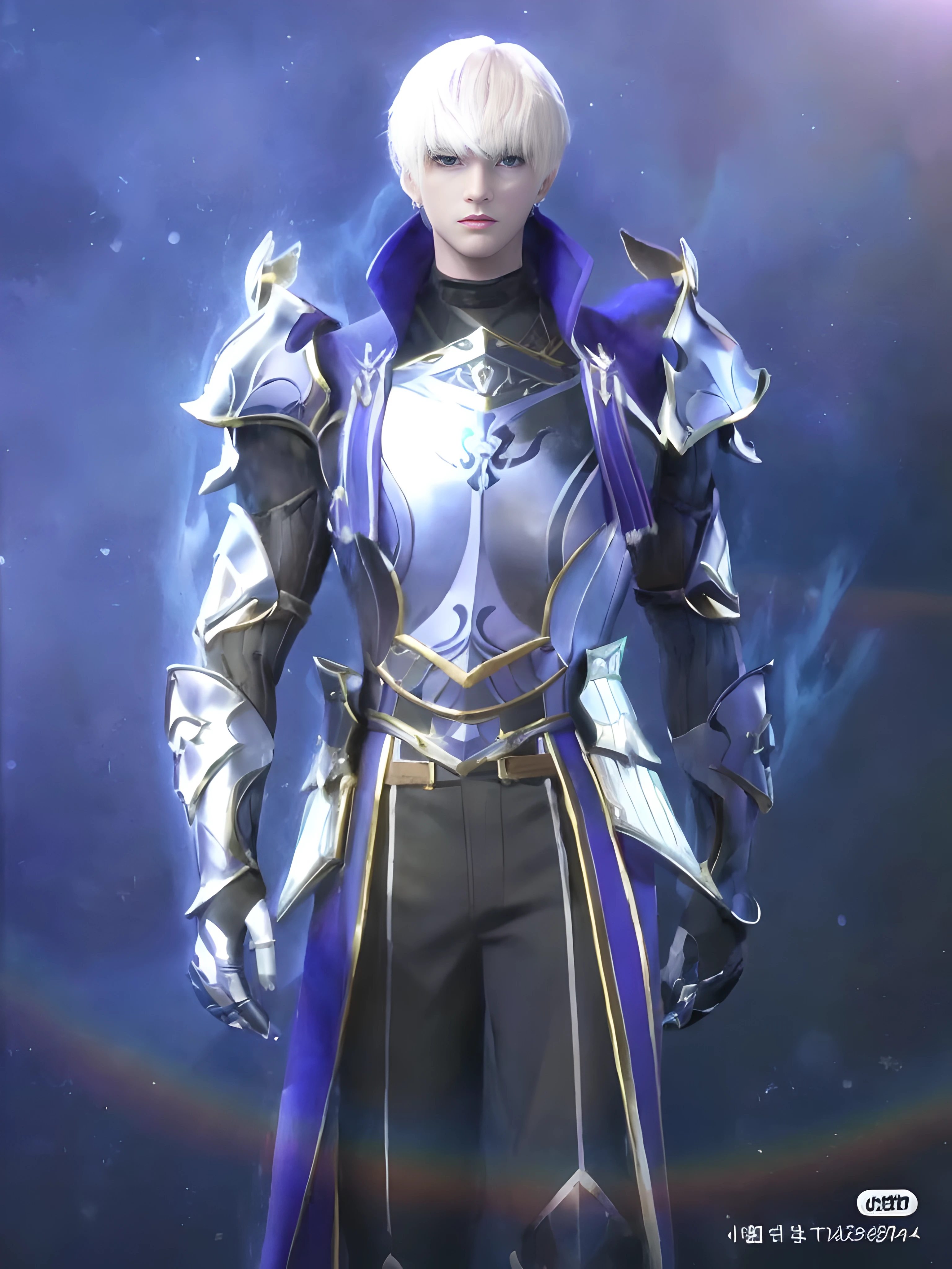 A close-up of a person in a suit with a sword, lineage 2 revolution style, Delicate androgynous prince, Keqing from Genshin Impact, Beautiful androgynous prince, heise jinyao, A human male paladin, zhongli from genshin impact, Inspired by Huang Shen, sliver ice color reflected armor, young shadow mage male