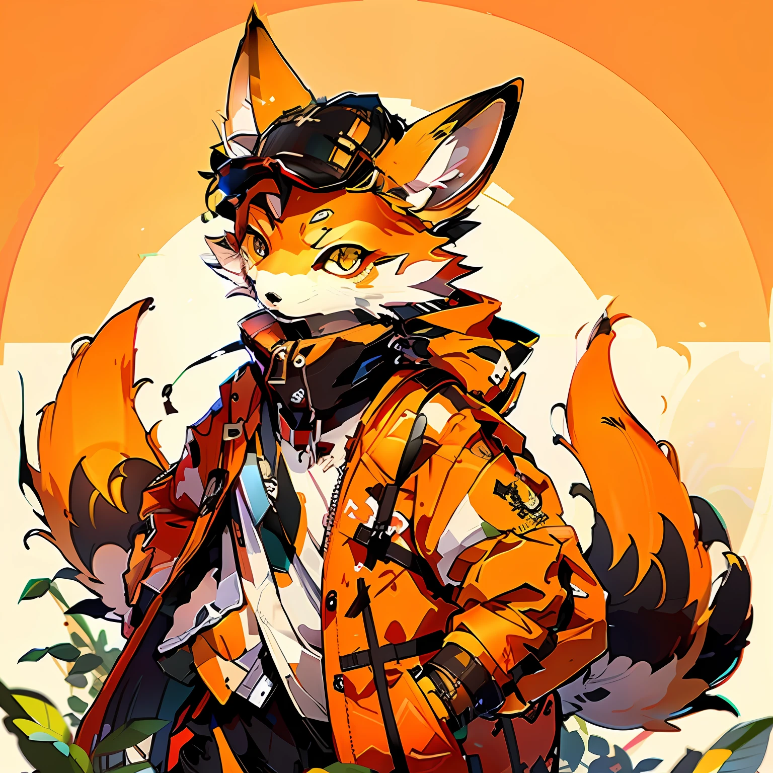 Anime - style illustration of fox with backpack and backpack, an anthropomorphic cyberpunk fox, fox nobushi, fursona wearing stylish clothes, anthropomorphic fox, Anthropomorphic fox, a fox, digital fox, fox-girl, very very beautiful furry art, portrait of an anthro fox, eye-catching detailed art style